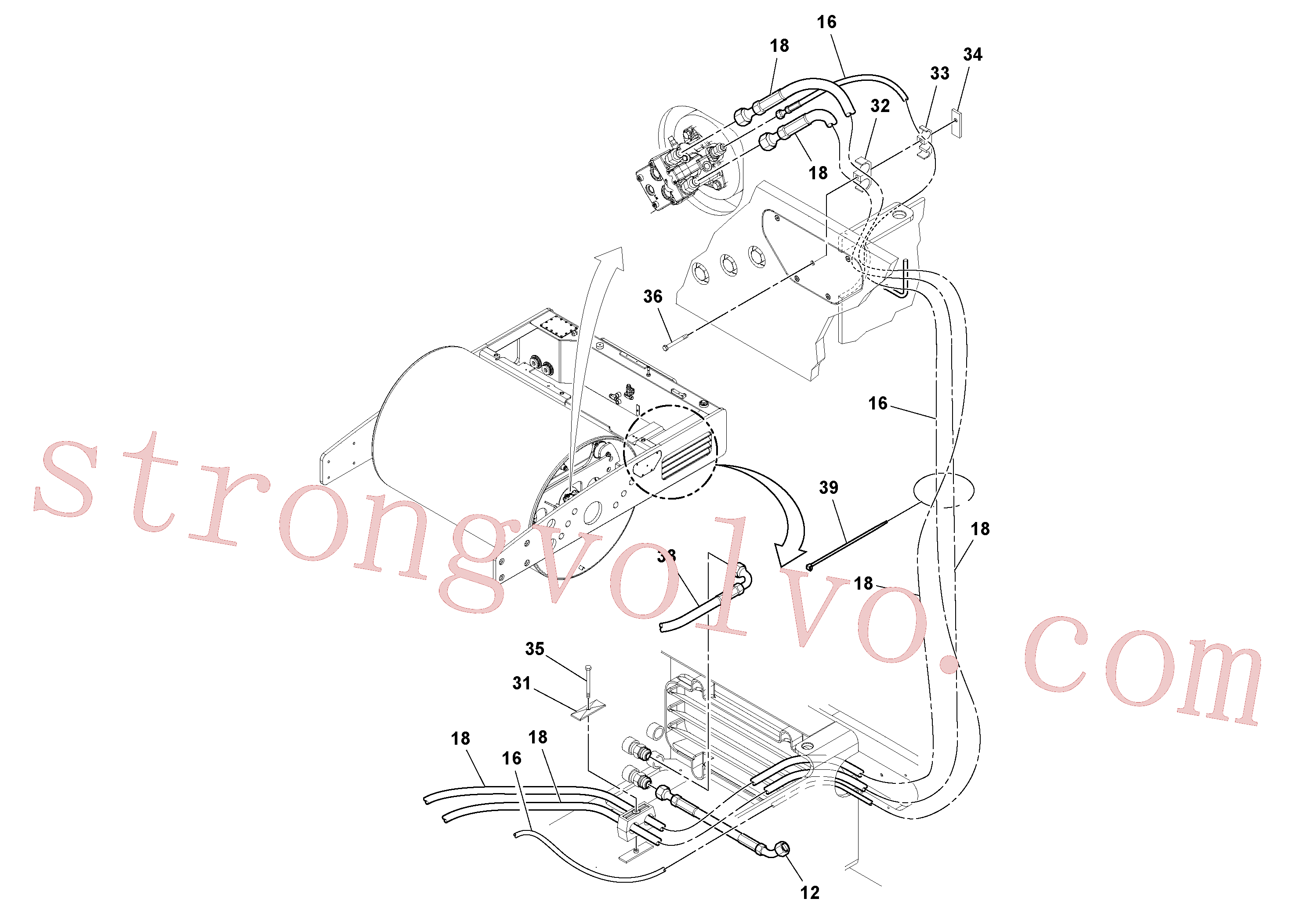 RM13315551 Volvo Instalação das mangueiras traseiras(1052428 Montagem)