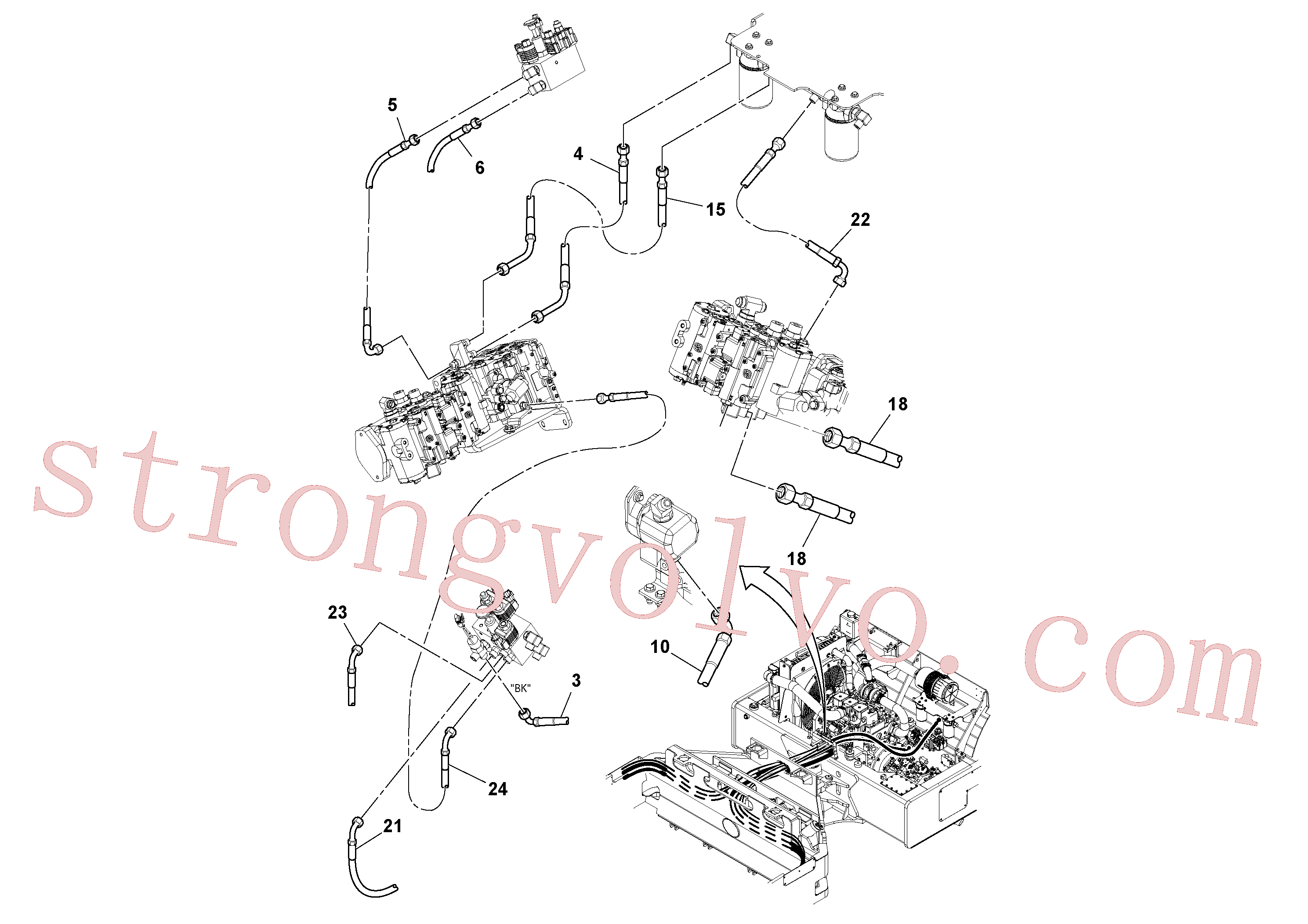 RM13315551 Volvo Instalação das mangueiras traseiras(1052429 Montagem)