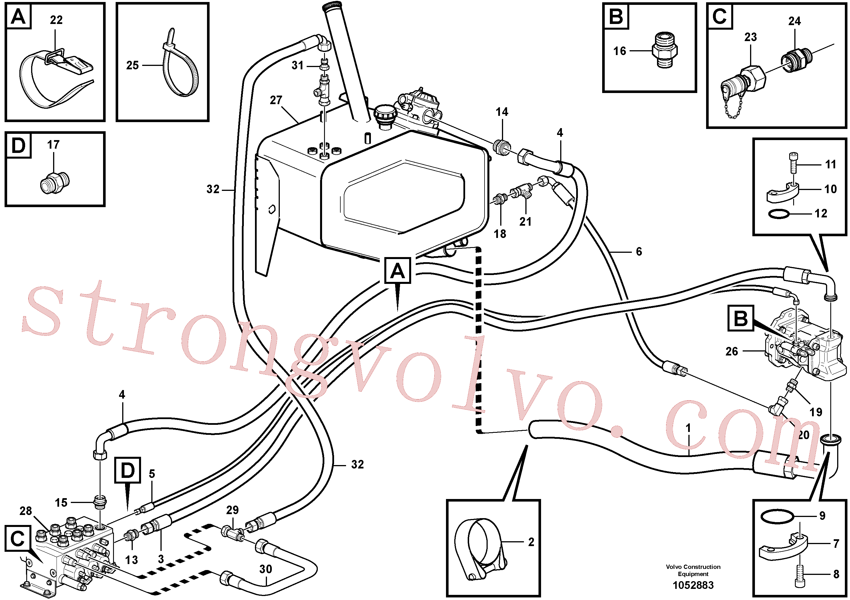 VOE936712 Volvo Linhas - traseira do veículo(1052883 Montagem)