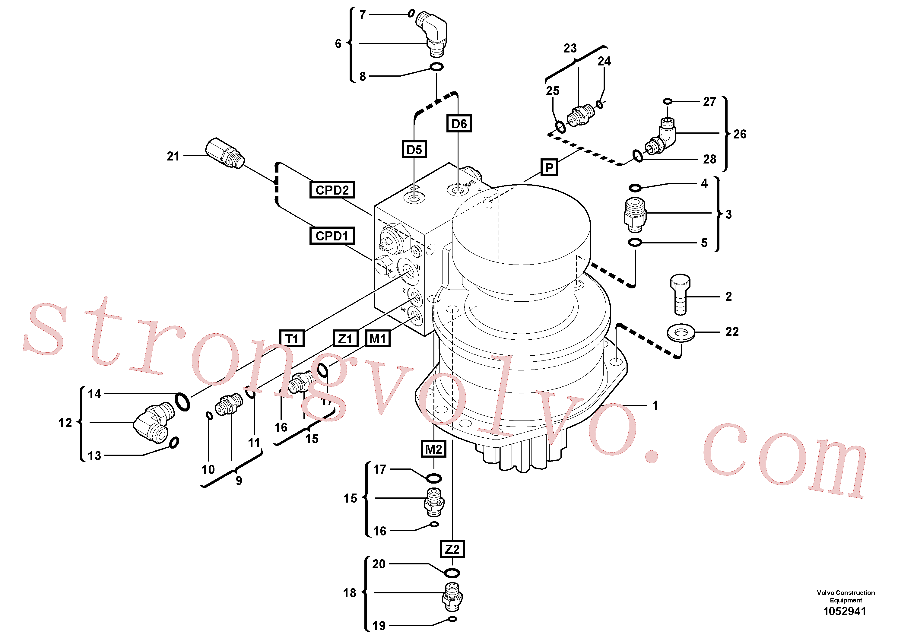 VOE15611734 Volvo Instalação do motor da engrenagem de rotação(1052941 Montagem)