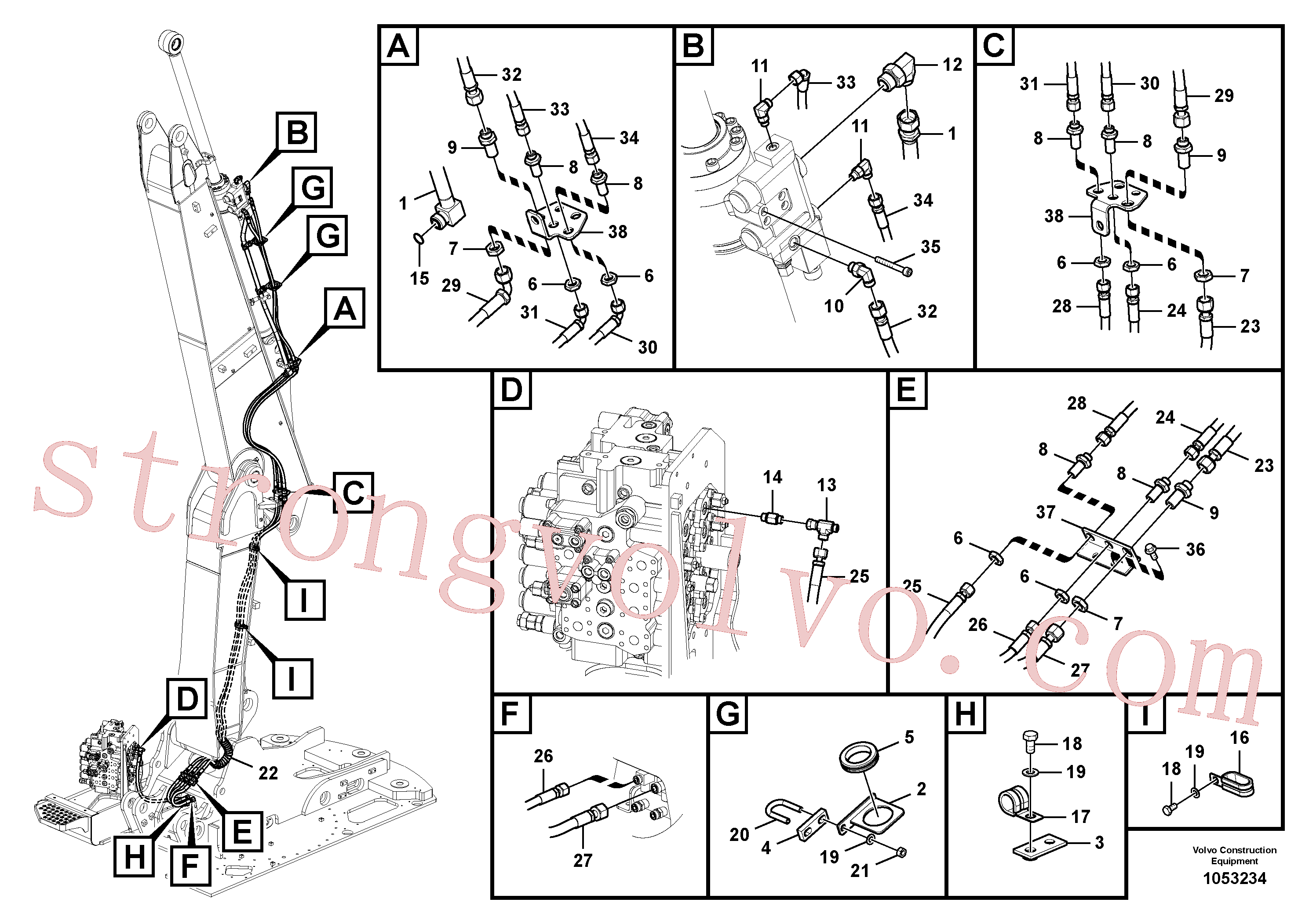 VOE14570353 Volvo Hidráulica de serviço, cilindro do braço de afundamento na lança.(1053234 Montagem)