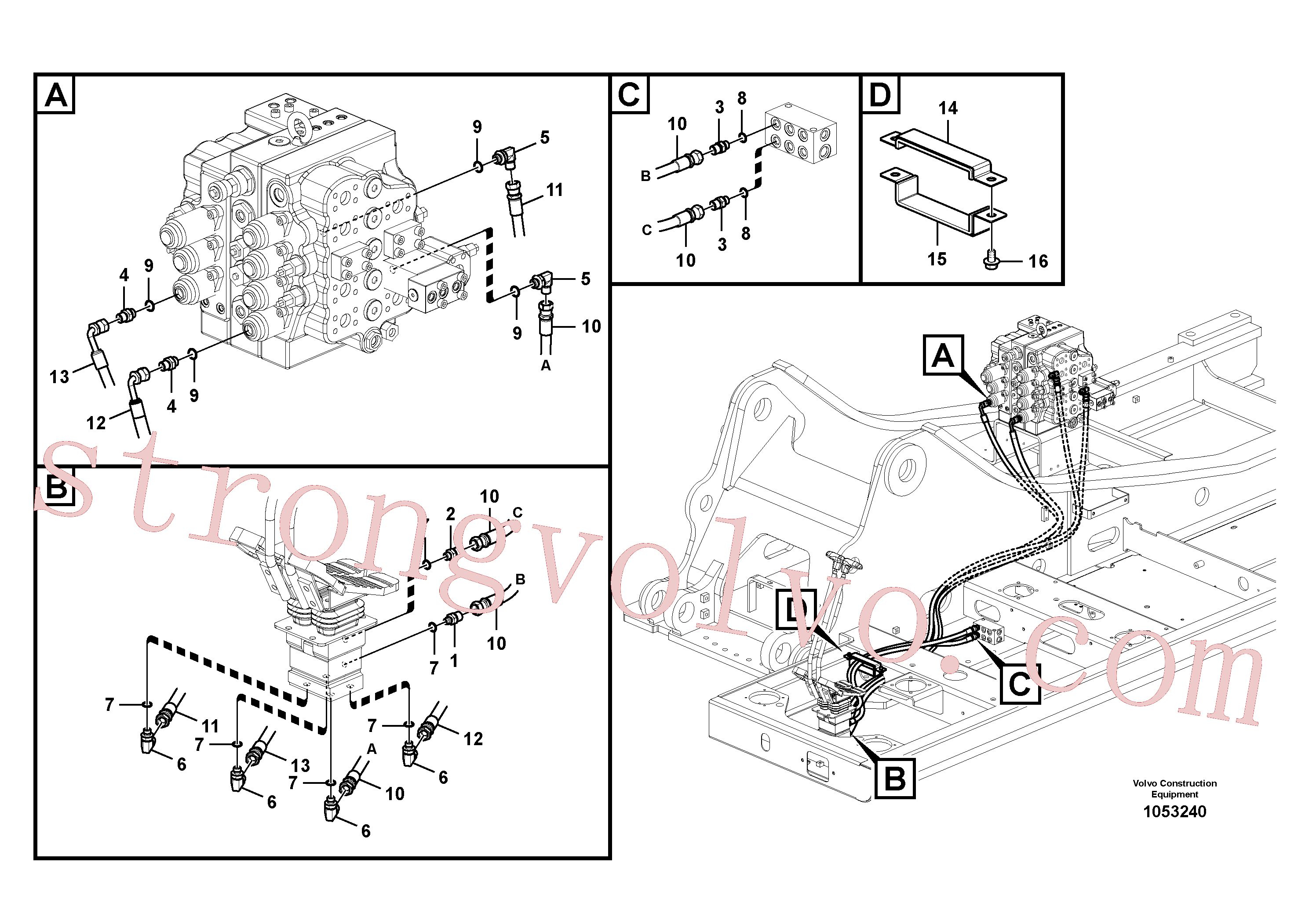 SA9453-03254 Volvo Sistema servomotor, válvula de comando para pedal da válvula de comando(1053240 Montagem)
