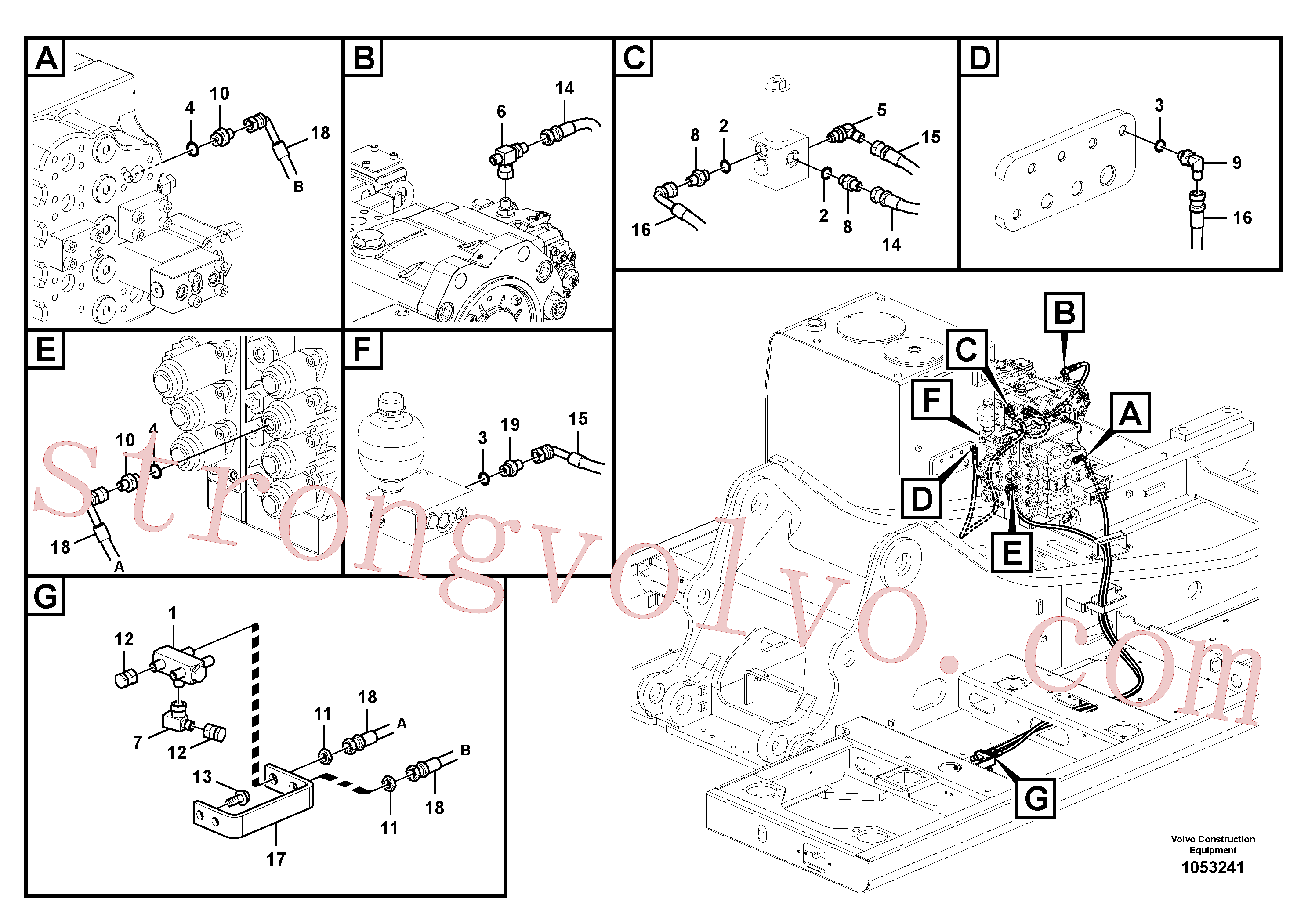 SA9413-11010 Volvo Hidráulica de serviço, martelo e cortador para fluxo da bomba auxiliar(1053241 Montagem)