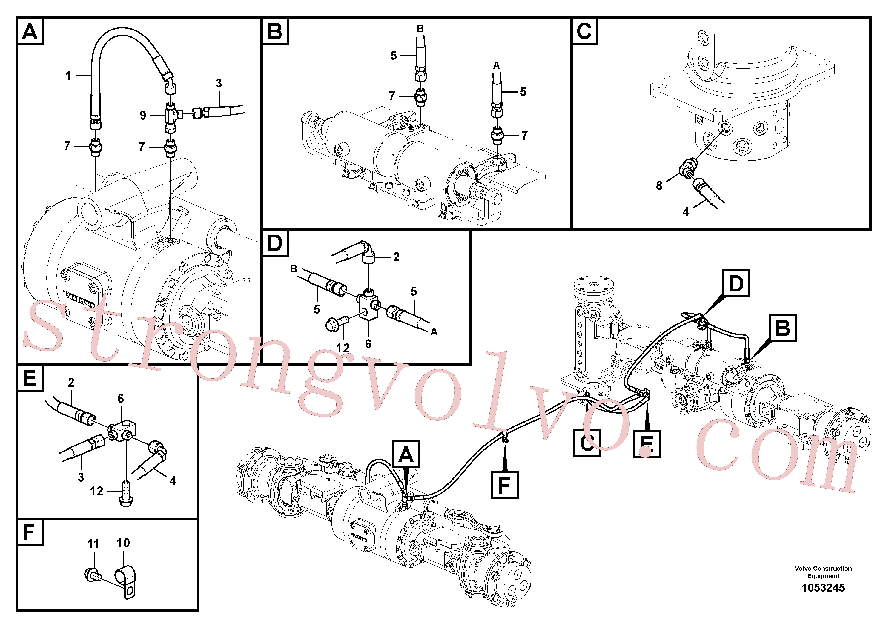VOE936399 Volvo Sistema hidráulico, linha de travão inferior(1053245 Montagem)