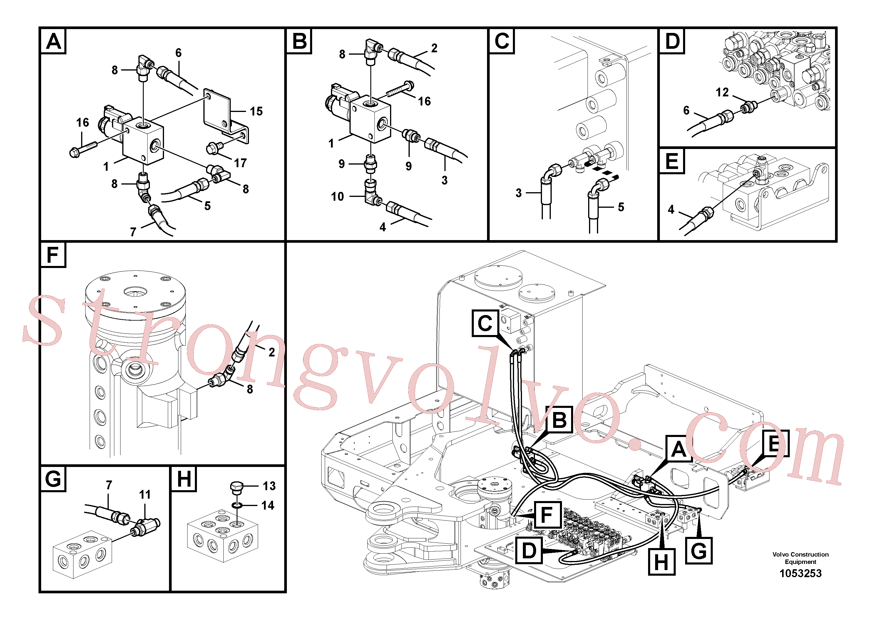 VOE14553284 Volvo Sistema servomotor, válvula de comando para válvula solenóide(1053253 Montagem)