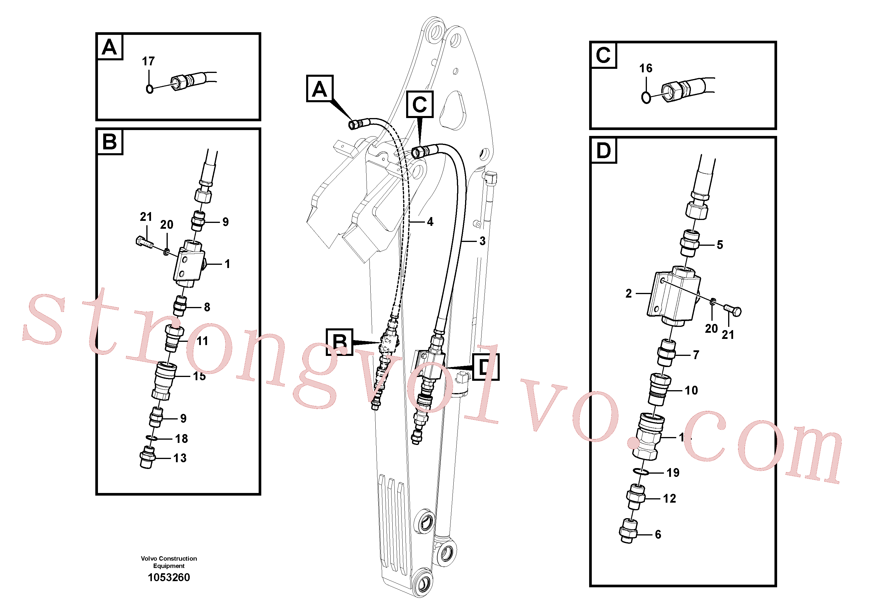 VOE14586820 Volvo Hidráulica de serviço, martelo e cortador para braço de afundamento(1053260 Montagem)