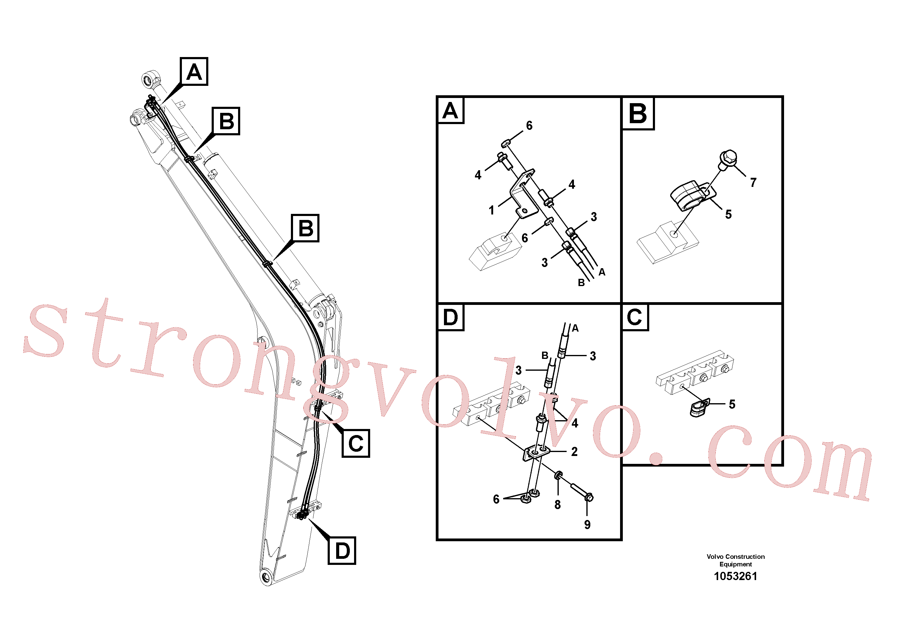 VOE14501898 Volvo Hidráulica de serviço, encaixe rápido na lança, Hidráulica de serviço, inclinação e rotor no braço de afundamento(1053261 Montagem)