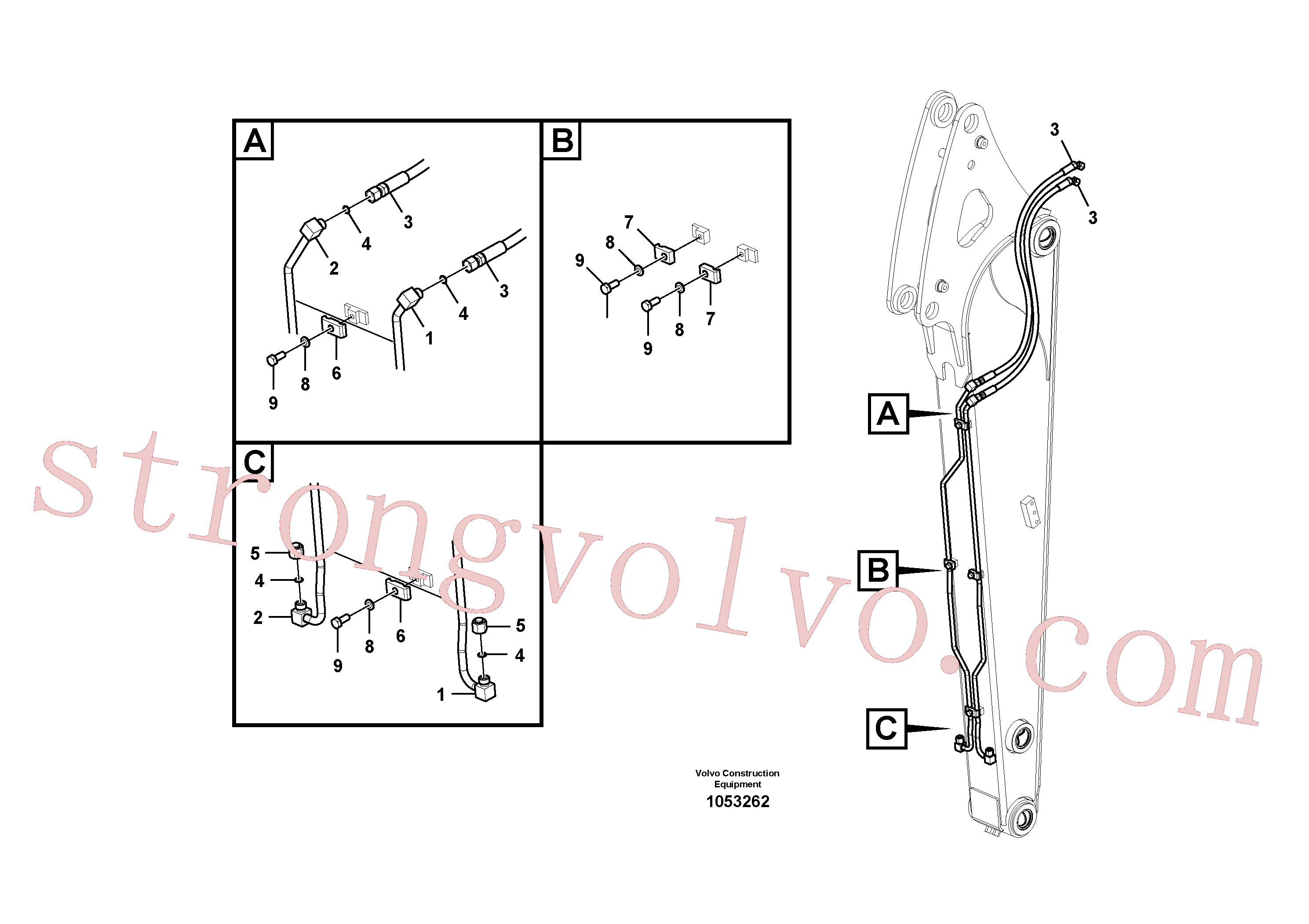 VOE14880475 Volvo Hidráulica de serviço, encaixe rápido no braço de afundamento(1053262 Montagem)