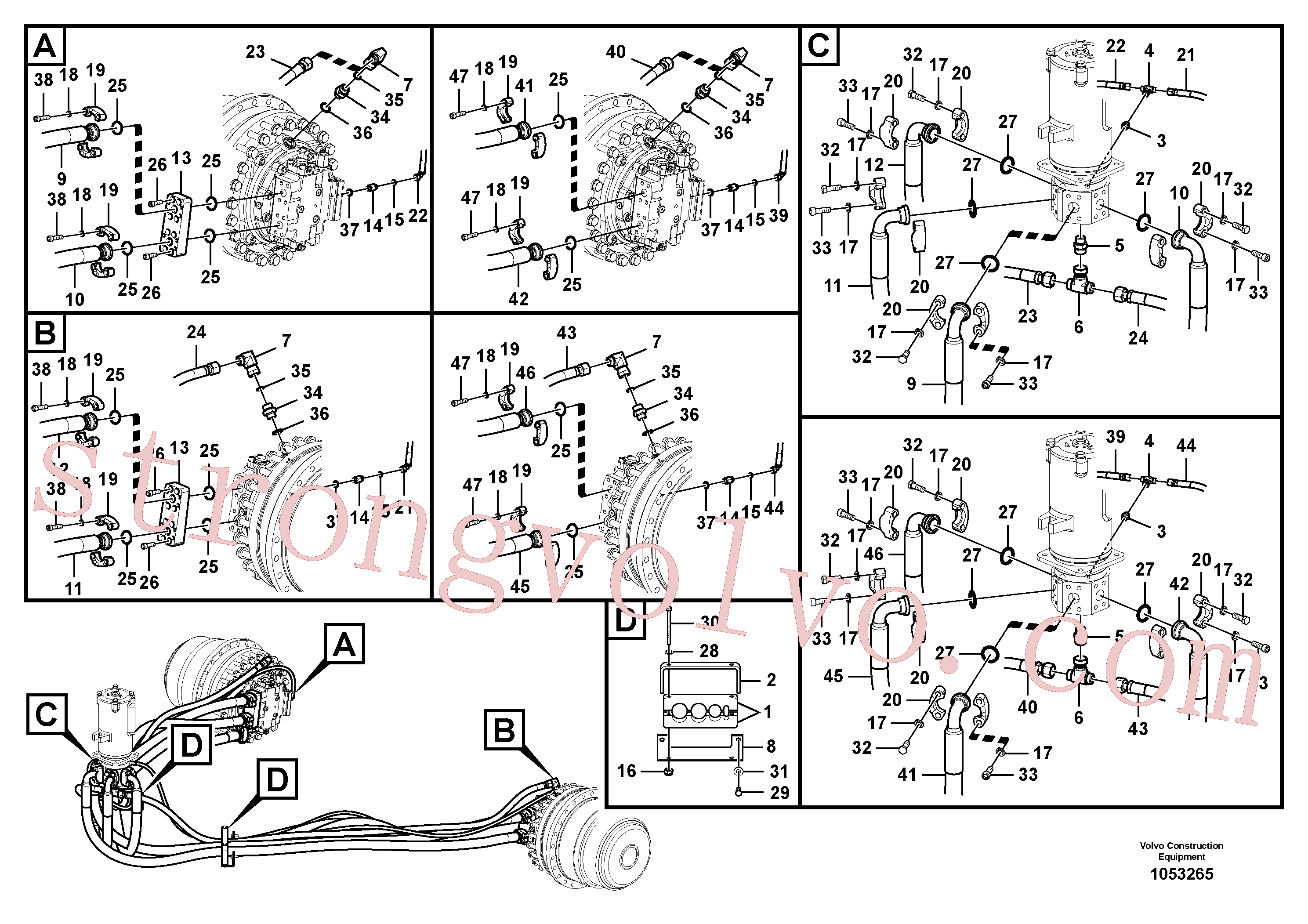 VOE14882041 Volvo Linha da rótula, rótula ao motor de curso(1053265 Montagem)