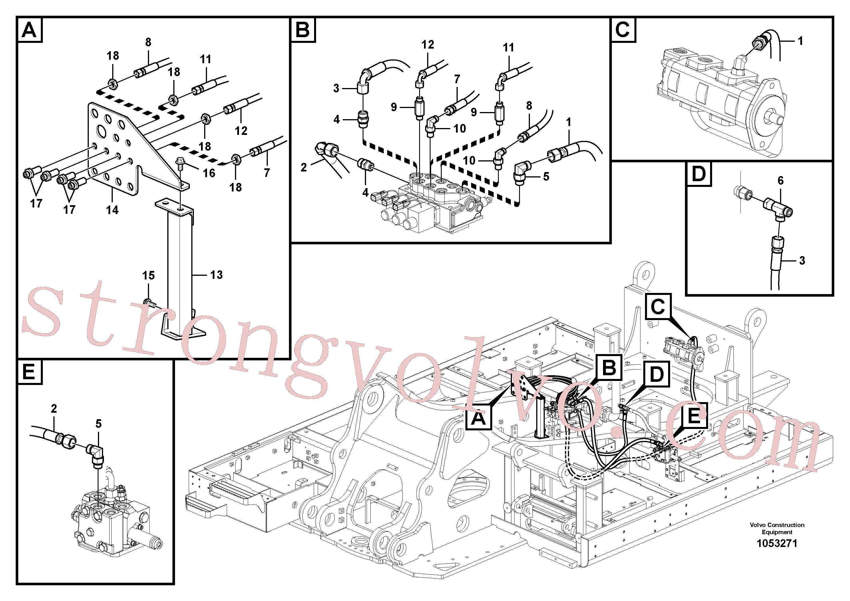 VOE14512812 Volvo Hidráulica de serviço, lança ajustável para topo(1053271 Montagem)