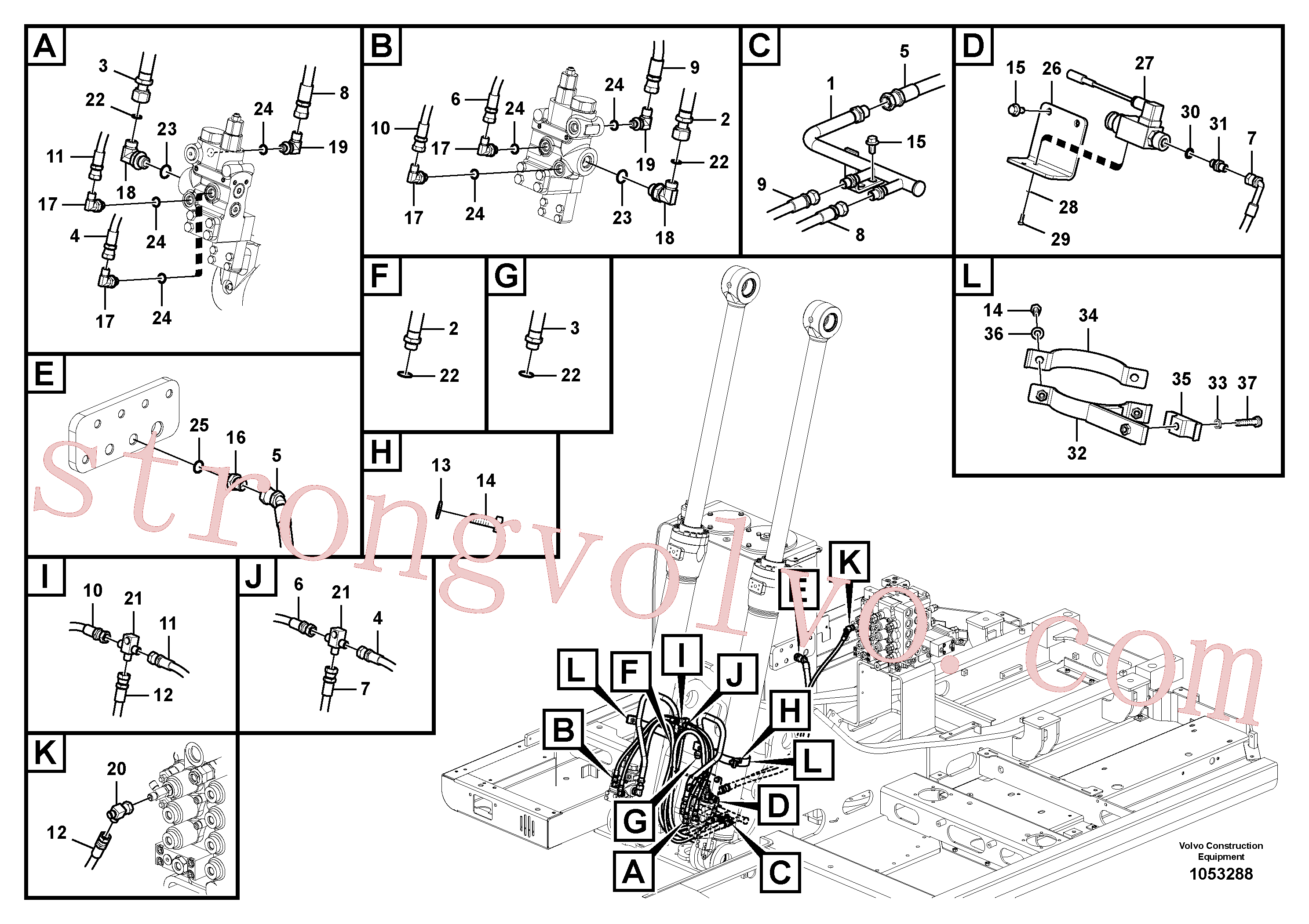 SA9412-31060 Volvo Hidráulica de serviço, ruptura da lança(1053288 Montagem)