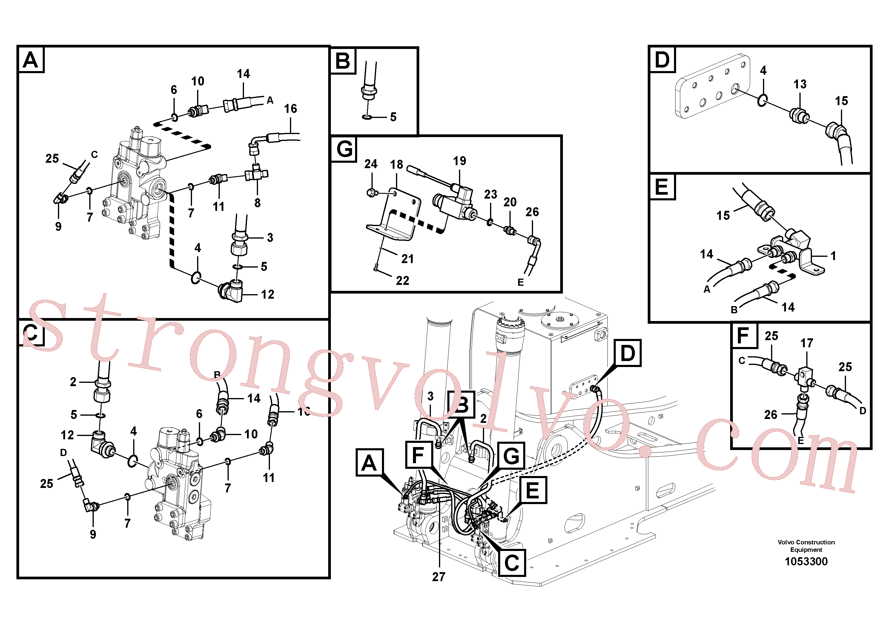 VOE14515278 Volvo Hidráulica de serviço, ruptura da lança(1053300 Montagem)