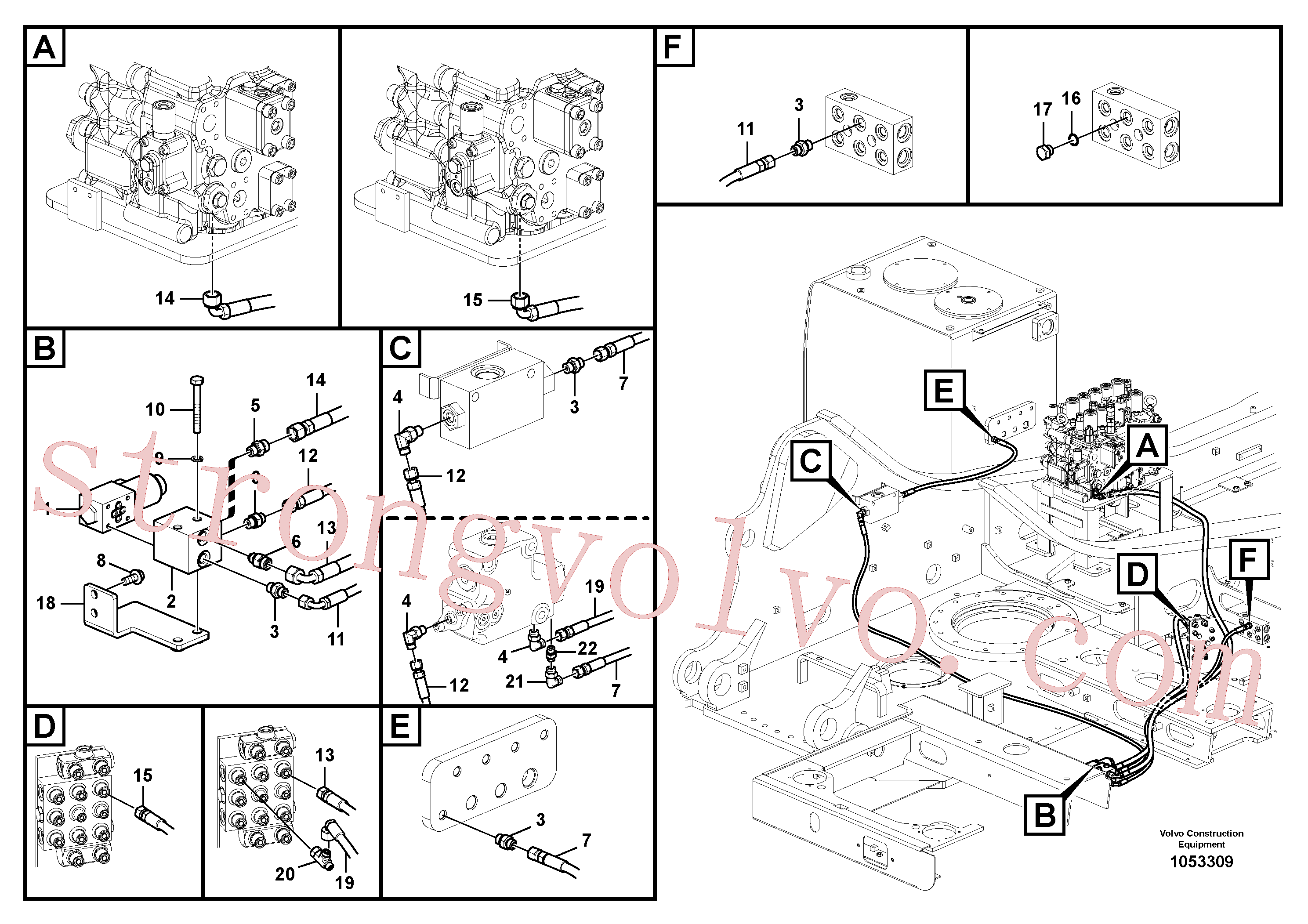 VOE937842 Volvo Sistema servomotor, válvula de comando para válvula solenóide(1053309 Montagem)