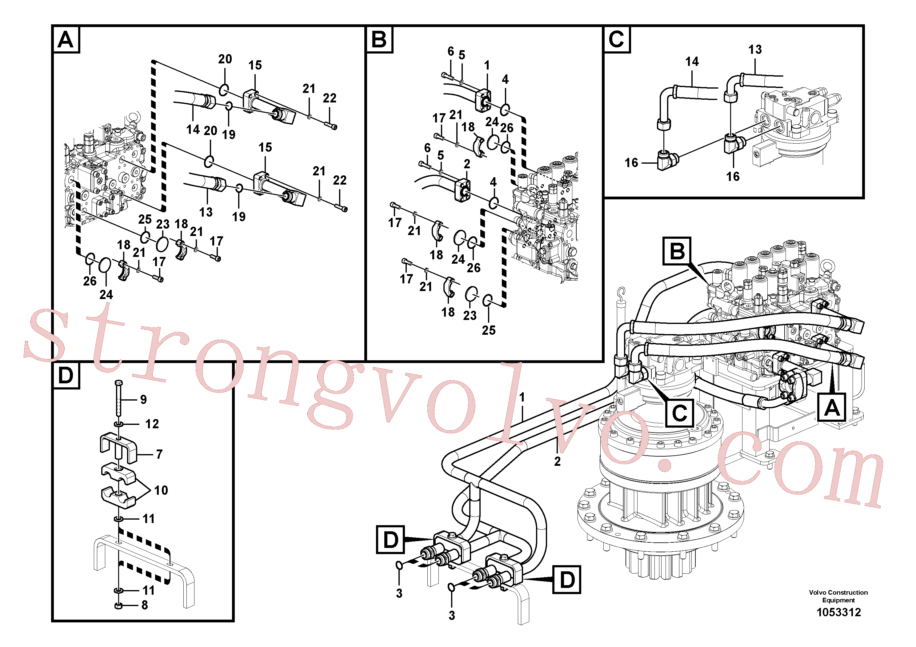 VOE14560693 Volvo Sistema hidráulico, válvula de comando da lança e articulação(1053312 Montagem)