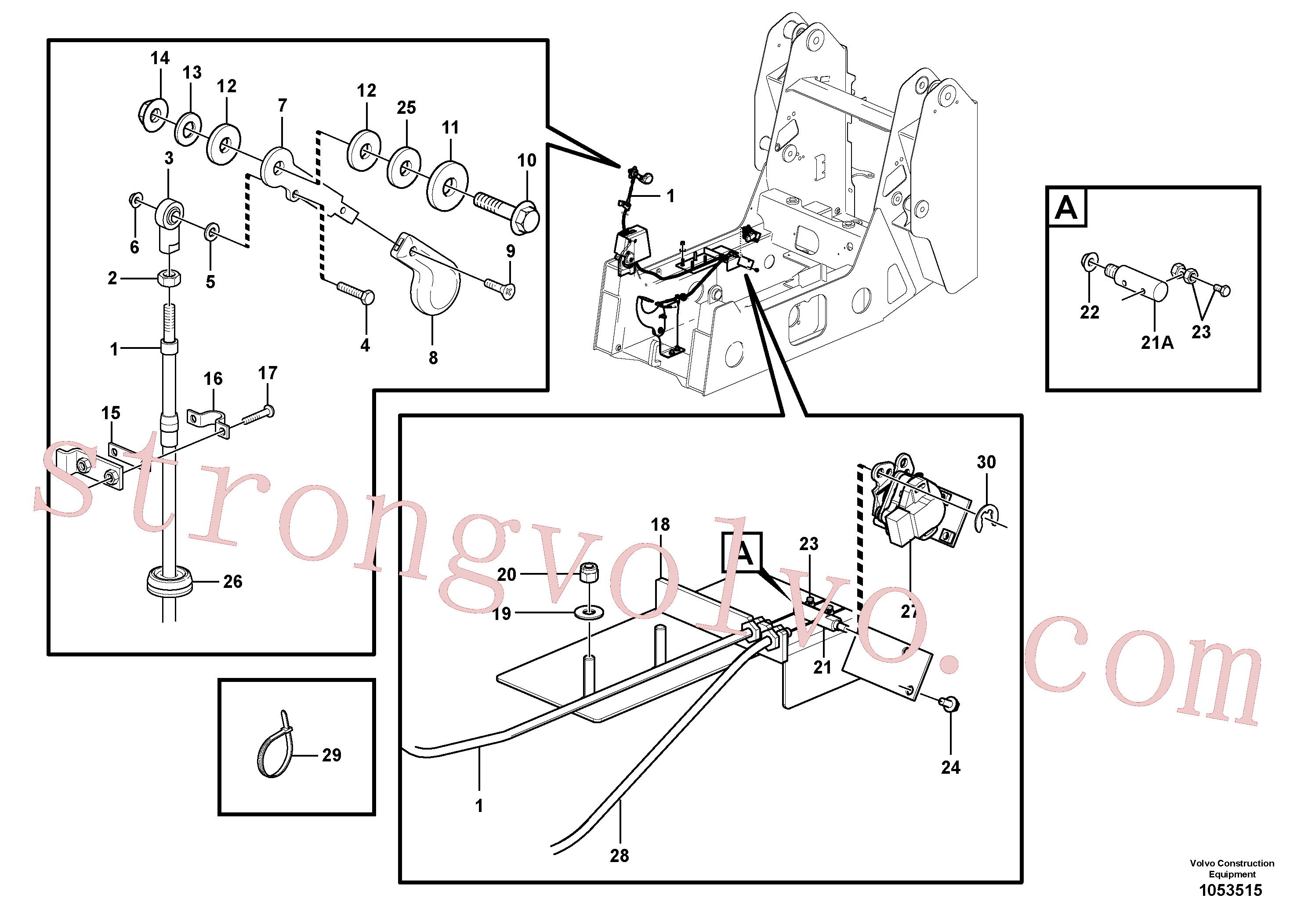 VOE996061 Volvo Acelerador de mão(1053515 Montagem)