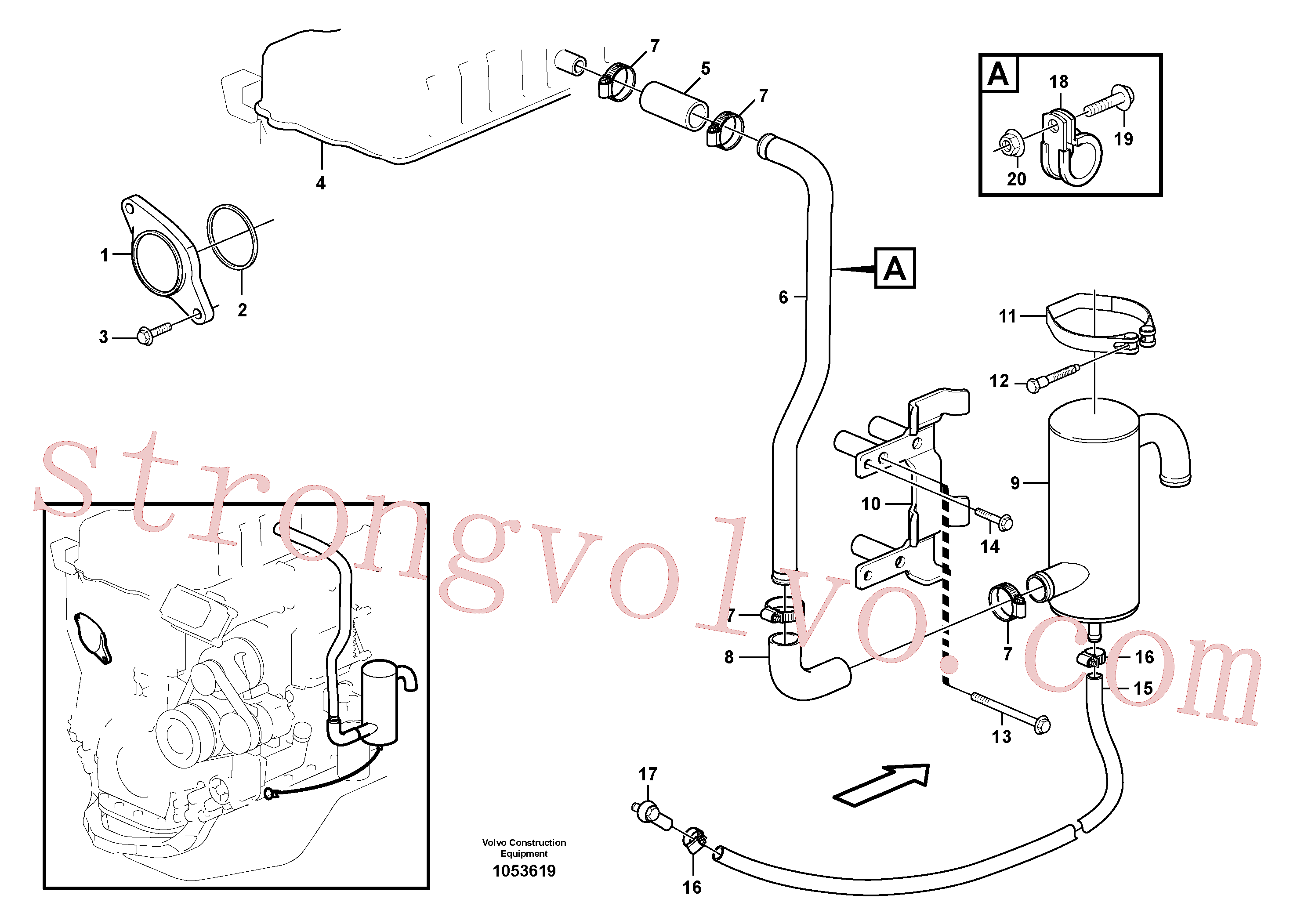 VOE14013858 Volvo Ventilação do cárter(1053619 Montagem)