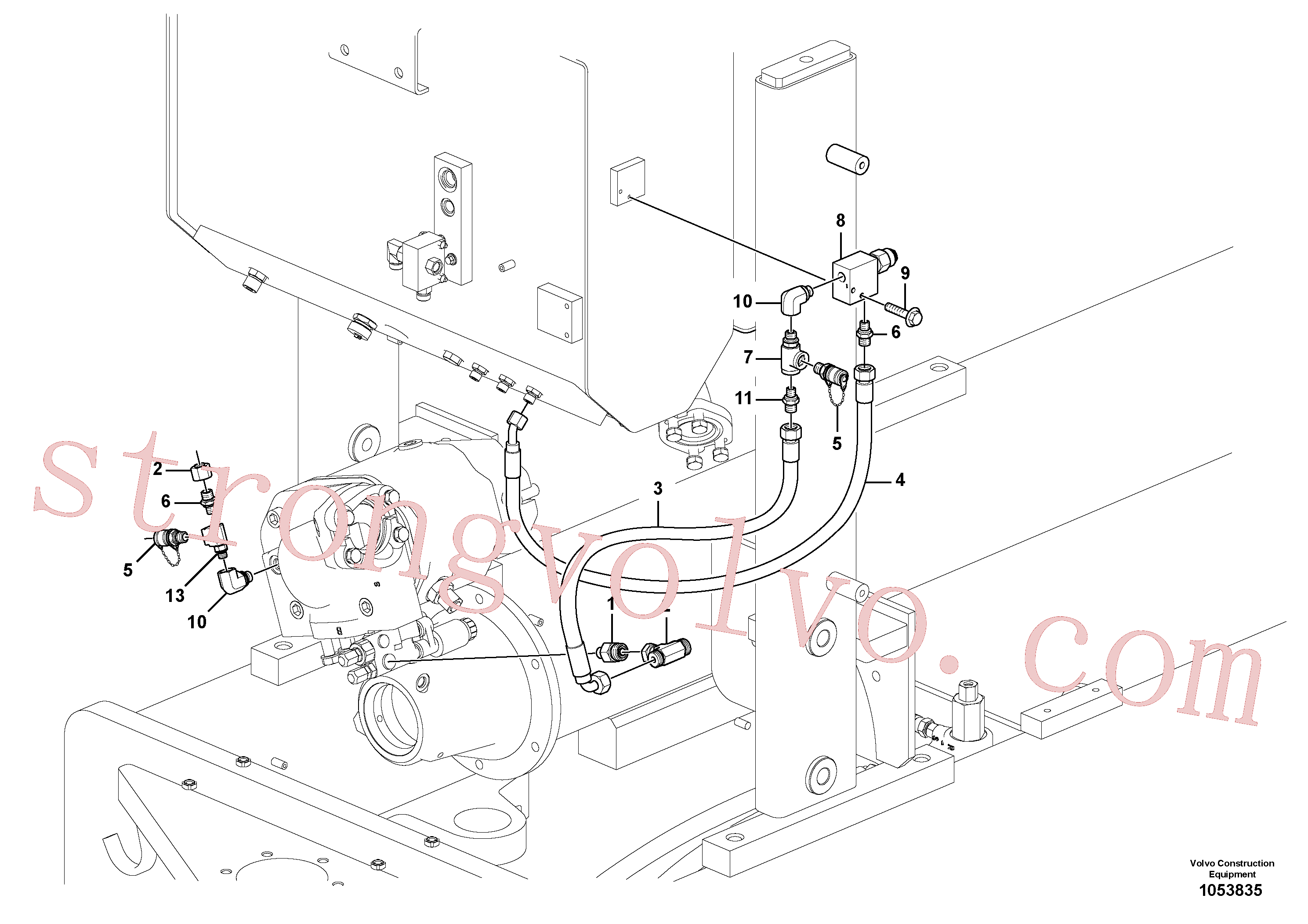 VOE12742037 Volvo Tubagem da válvula de alívio do sensor de carga(1053835 Montagem)
