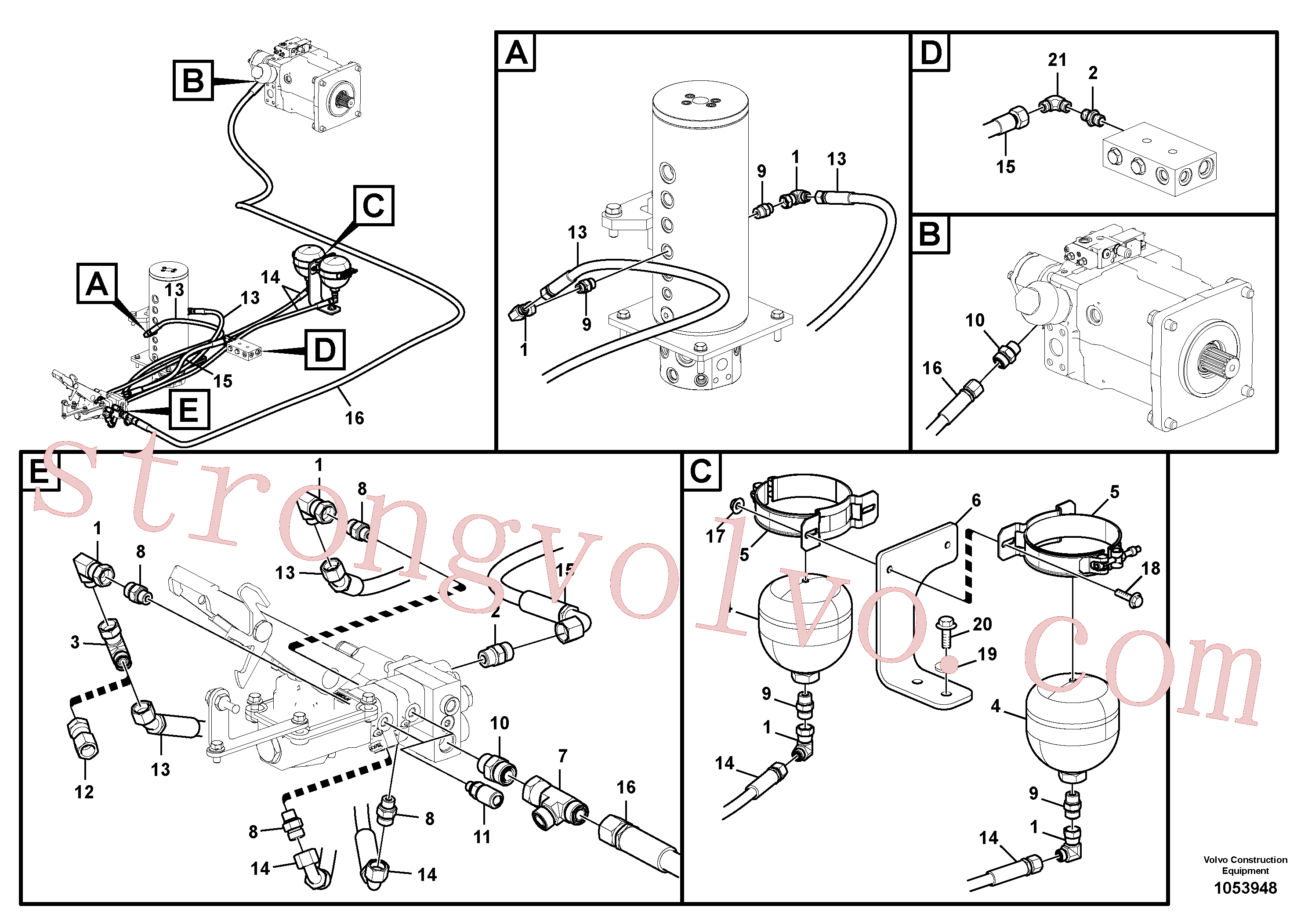VOE937940 Volvo Sistema hidráulico, linha de travão superior(1053948 Montagem)