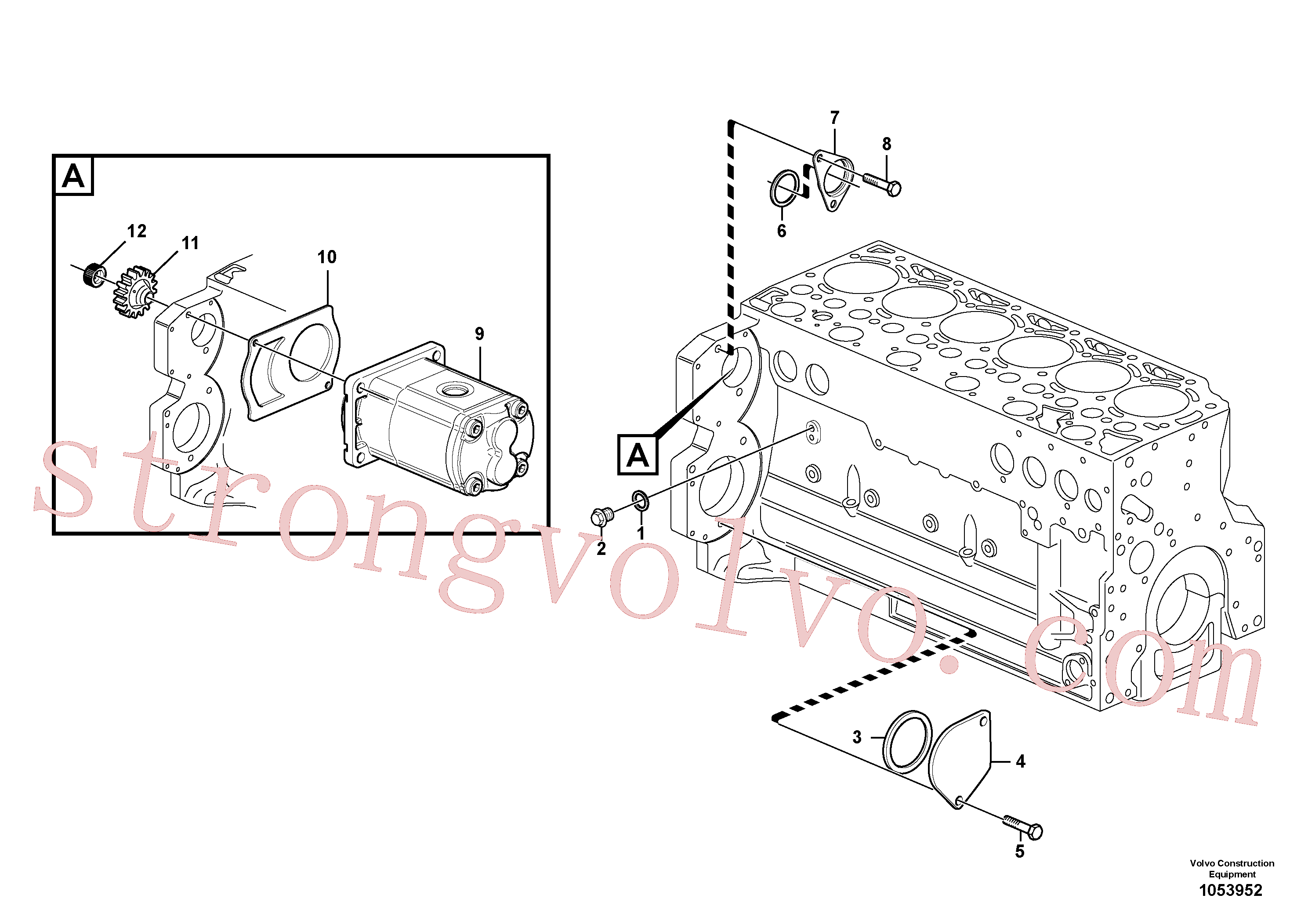 VOE20412359 Volvo Tomada de força do comando da bomba(1053952 Montagem)
