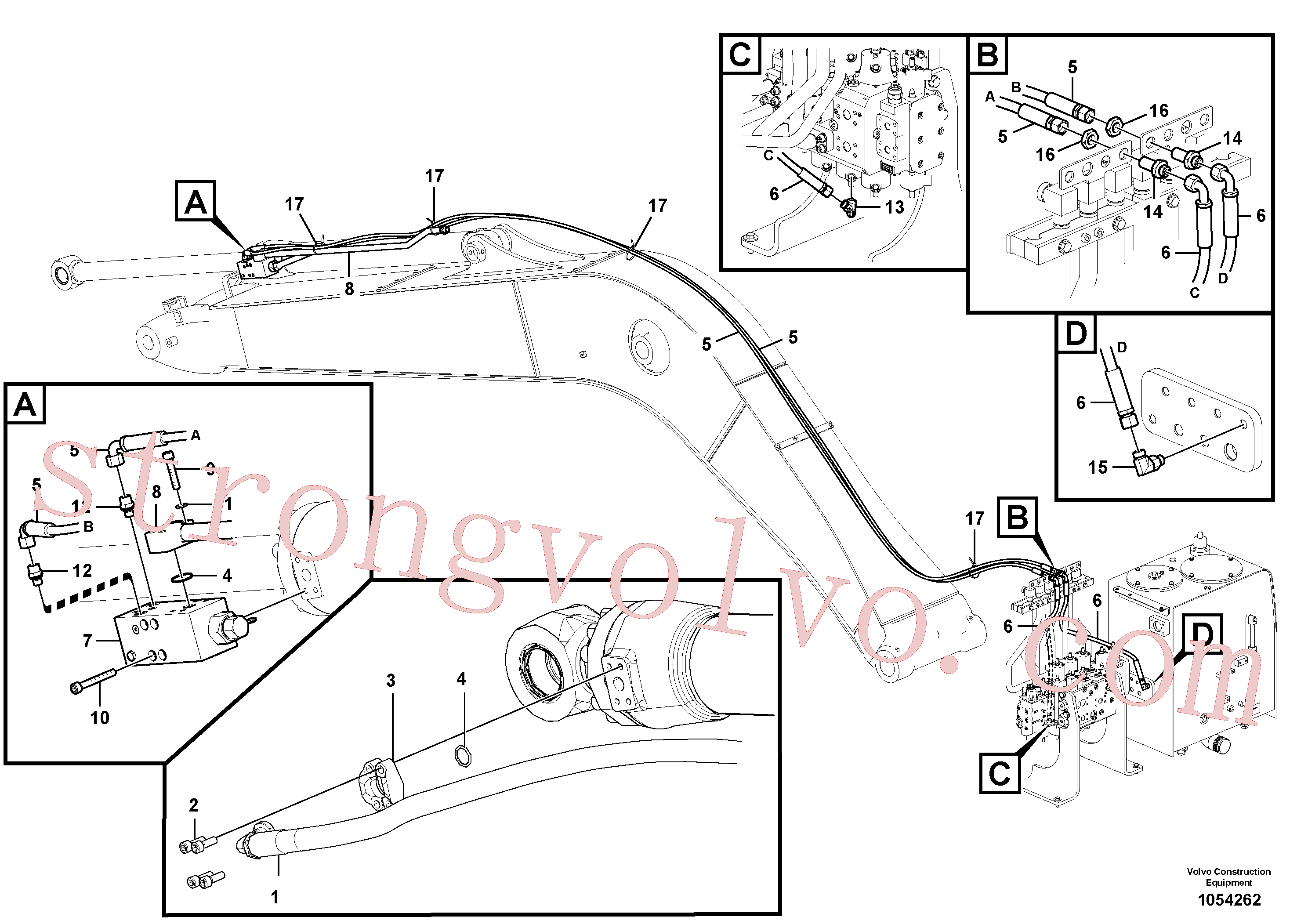 SA9403-03218 Volvo Hidráulica de serviço, ruptura do braço de afundamento(1054262 Montagem)