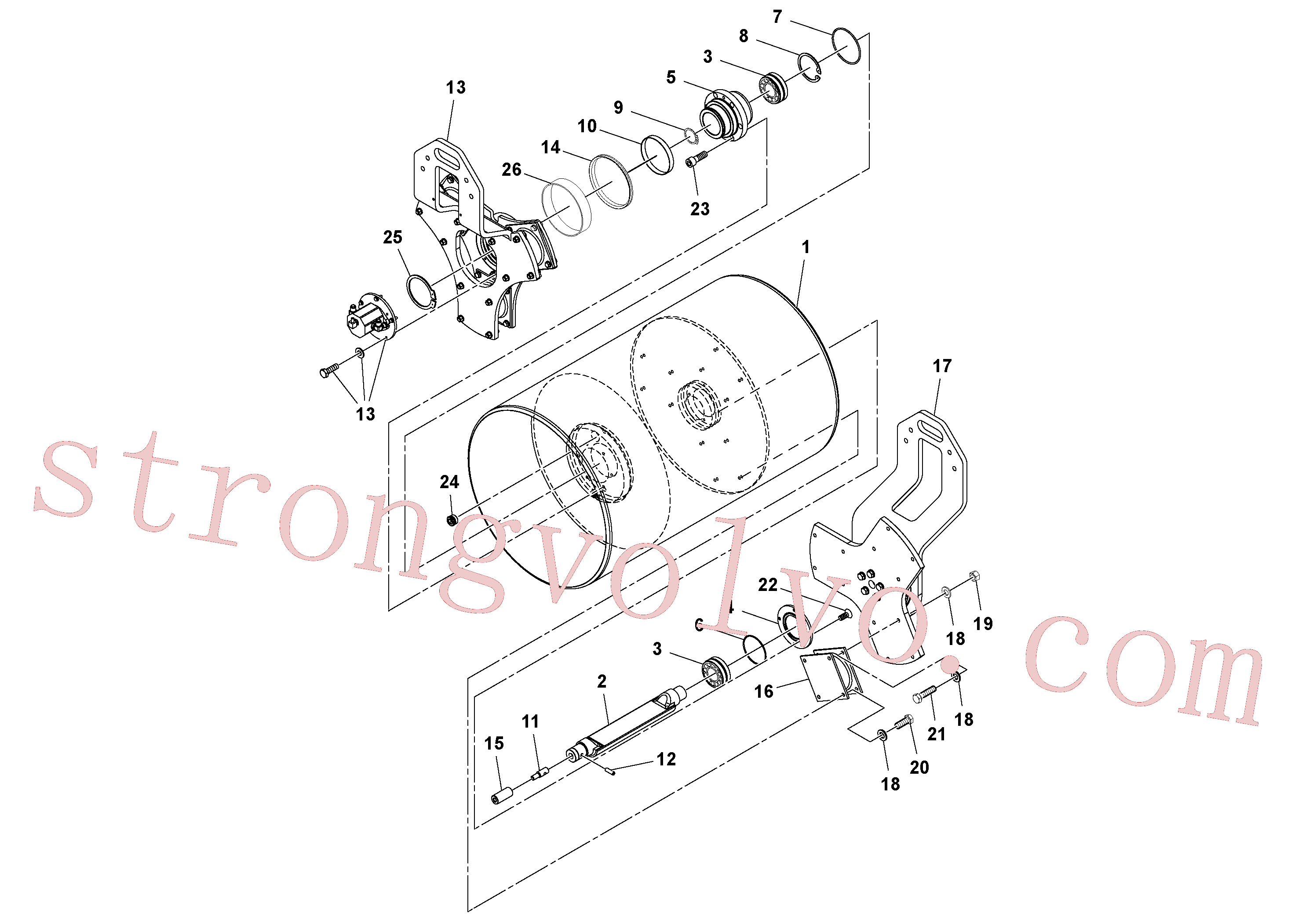 RM96720412 Volvo Conjunto do tambor, Conjunto do tambor, dianteiro e traseiro(1054278 Montagem)