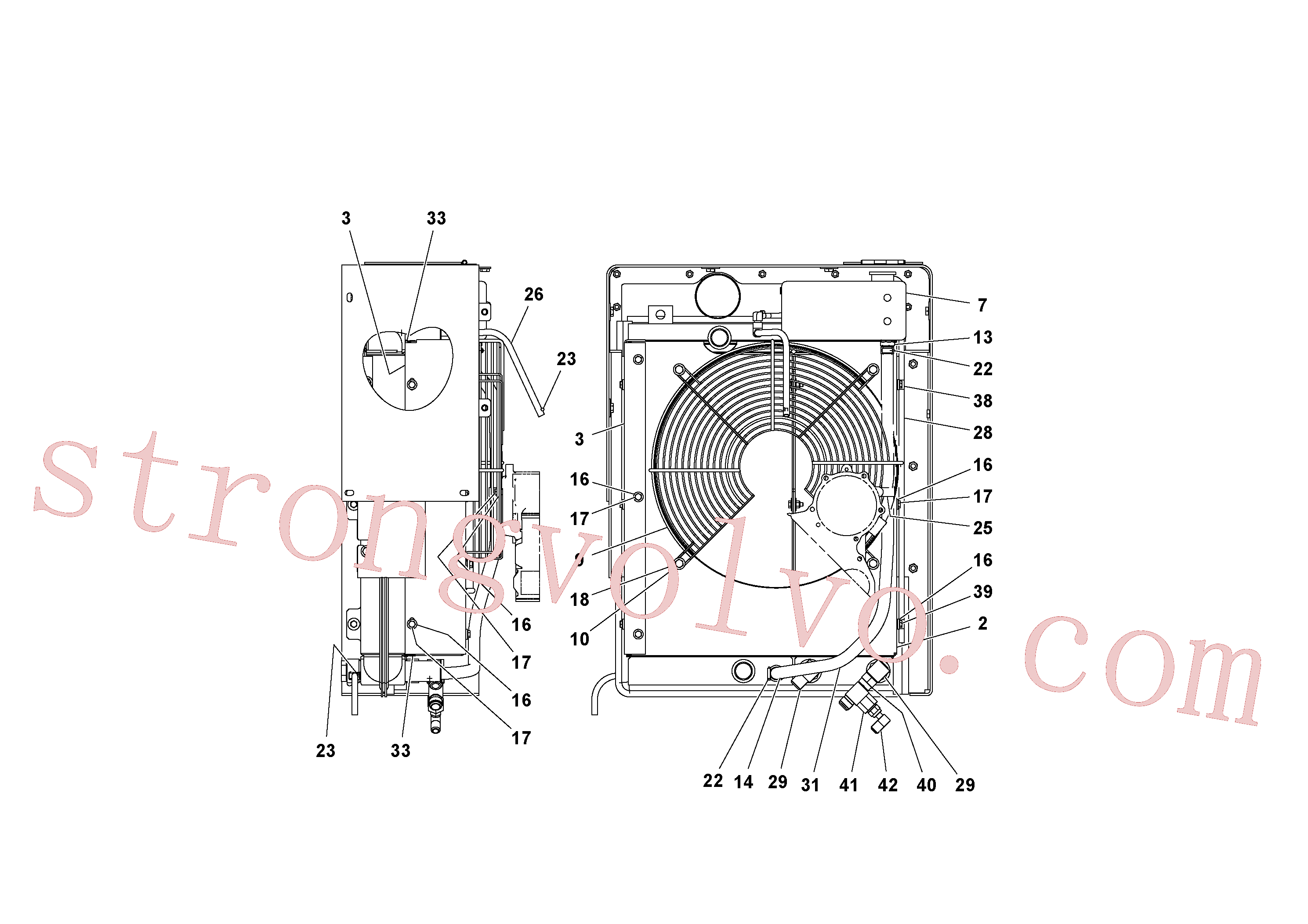 RM95654208 Volvo Instalação do radiador(1054376 Montagem)