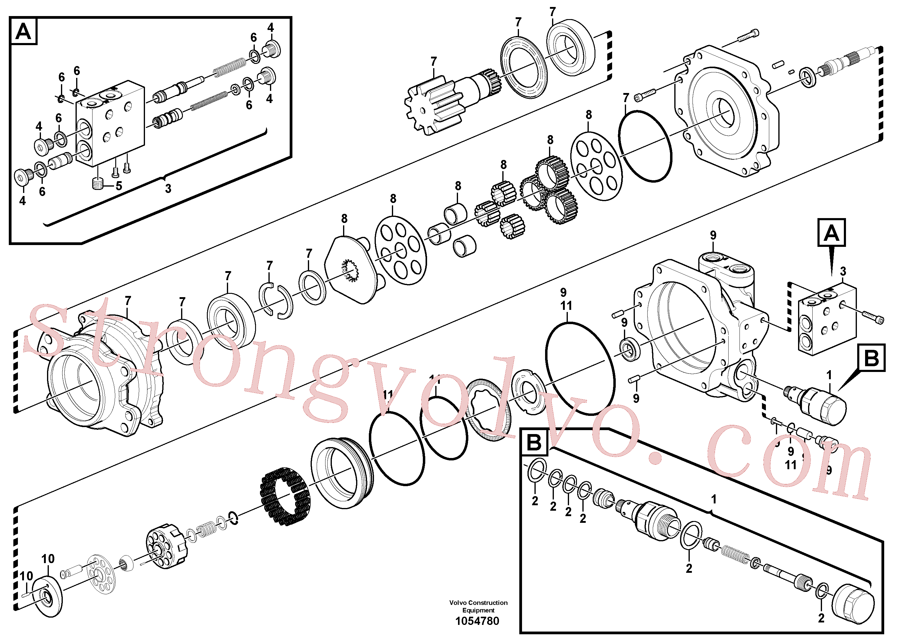 VOE11809175 Volvo Motor da engrenagem de rotação(1054780 Montagem)