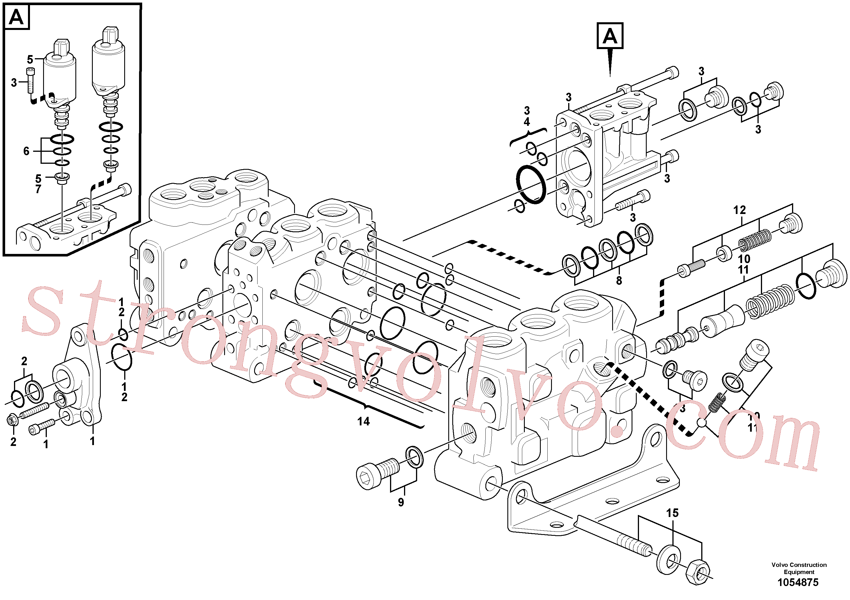 VOE15166040 Volvo Válvula de comando(1054875 Montagem)