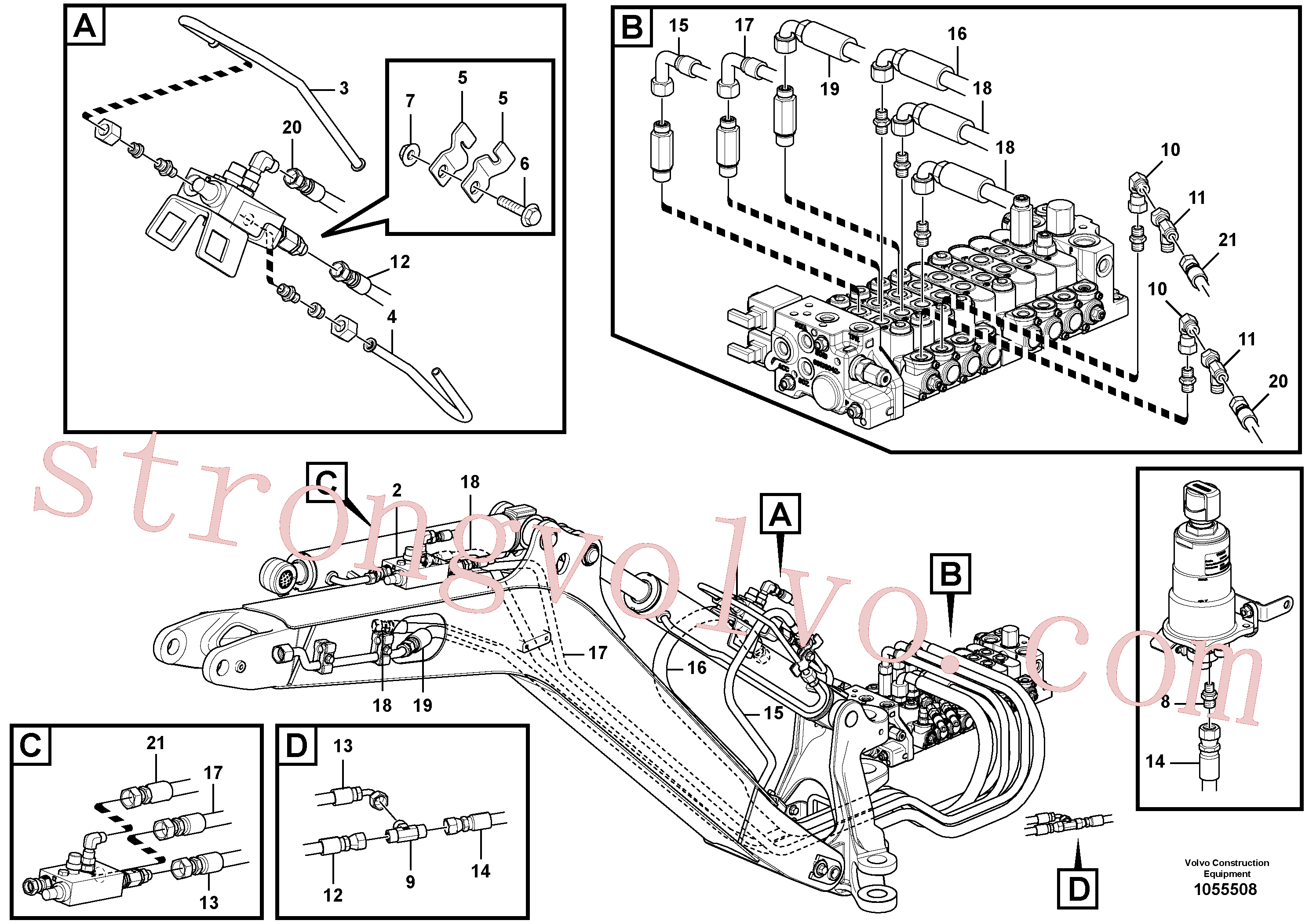 VOE15150351 Volvo Hidráulica de serviço, válvulas(1055508 Montagem)