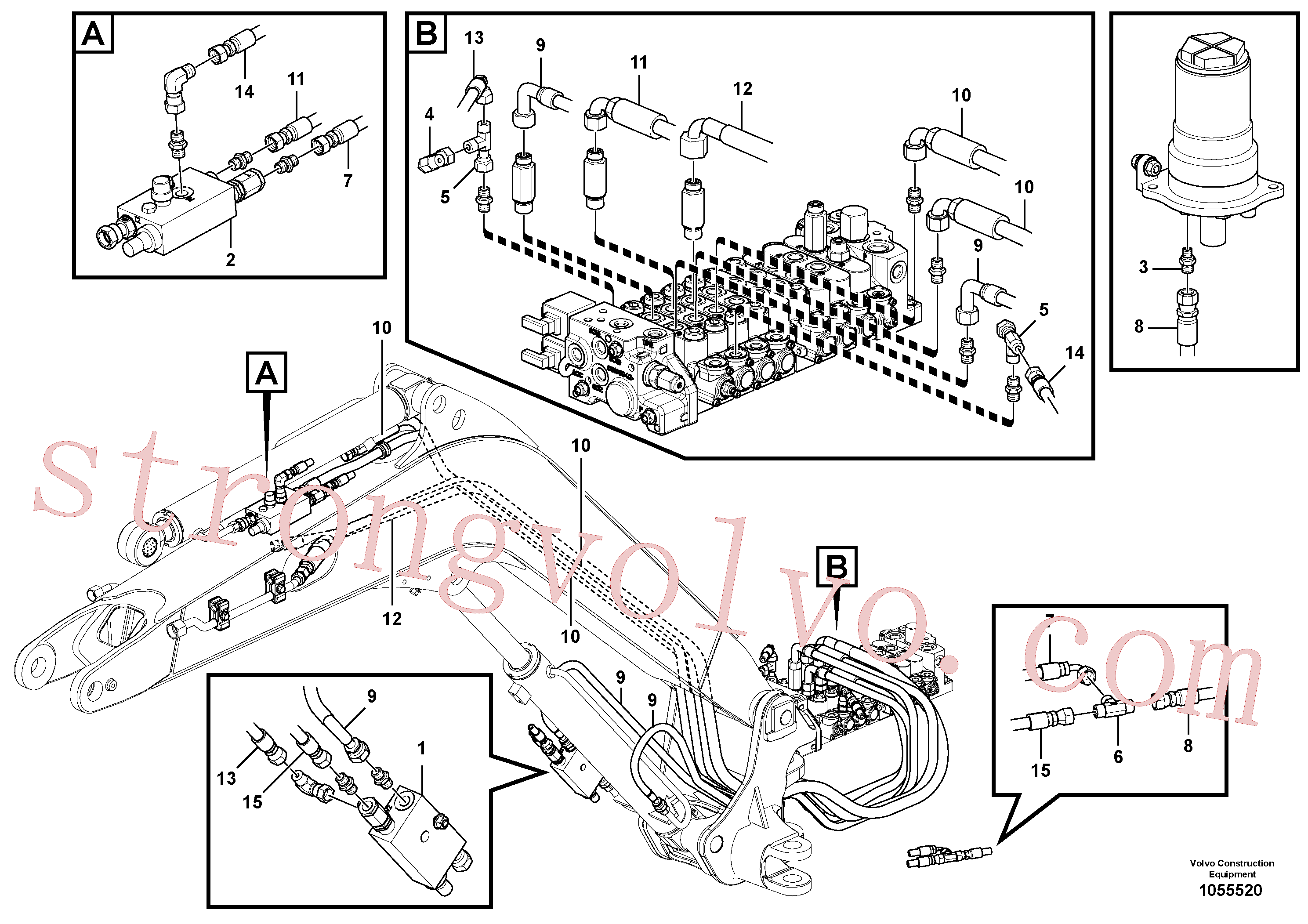 VOE15622155 Volvo Hidráulica de serviço, válvulas(1055520 Montagem)