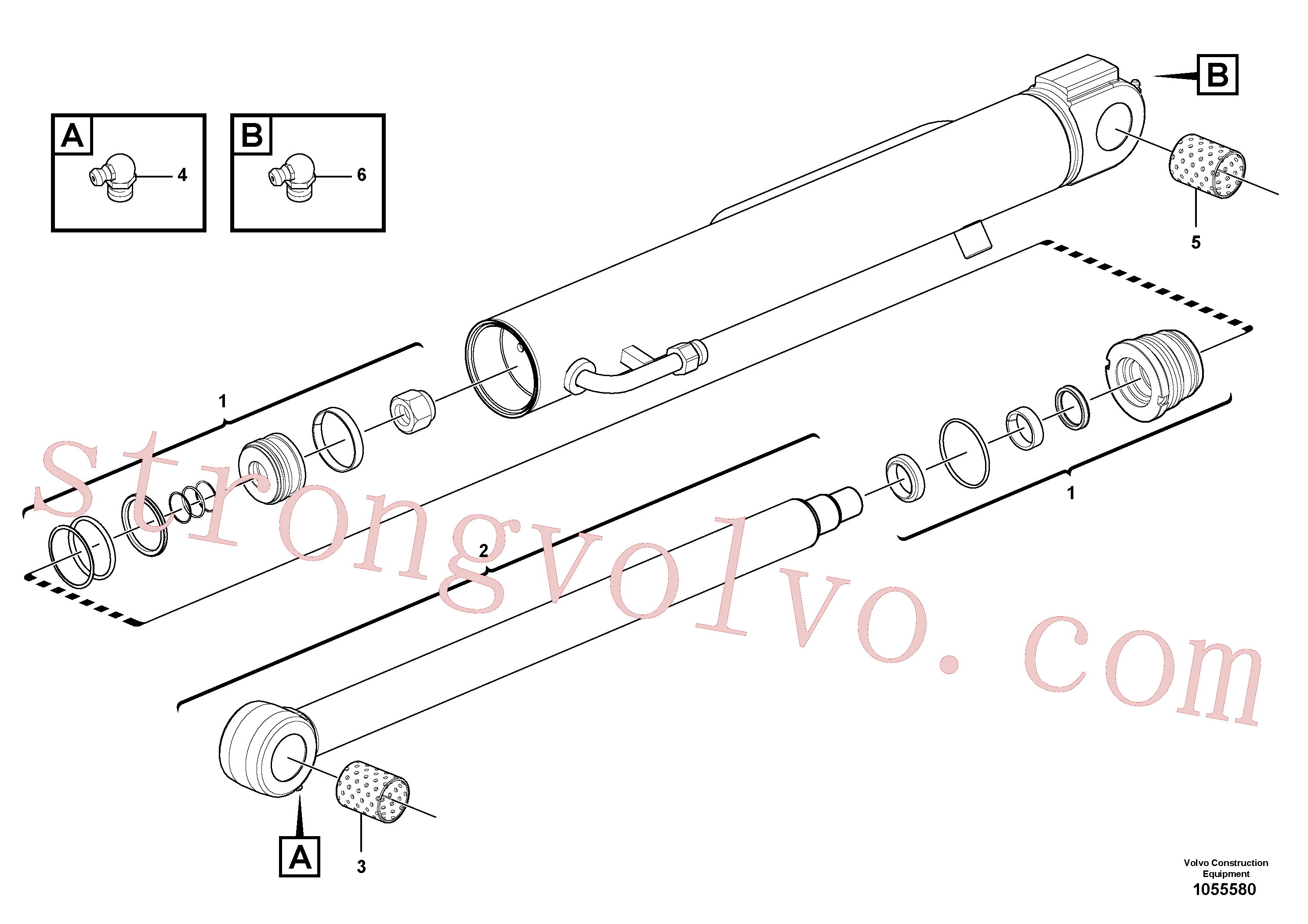 VOE15618735 Cilindro hidráulico Volvo escavadeira