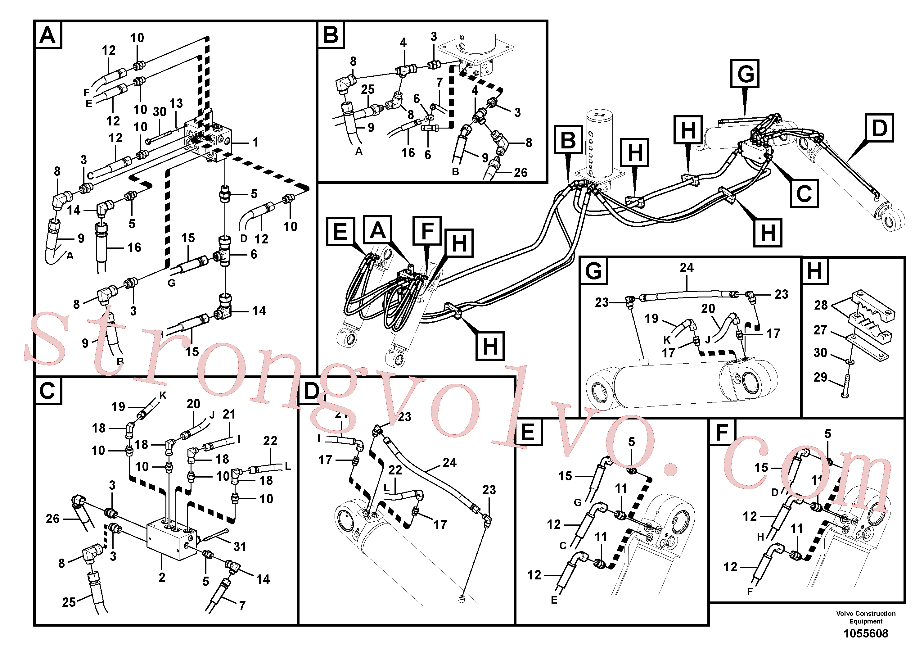 VOE937902 Volvo Hidráulica de serviço, lâmina de terraplanagem dianteira e extensor traseiro(1055608 Montagem)