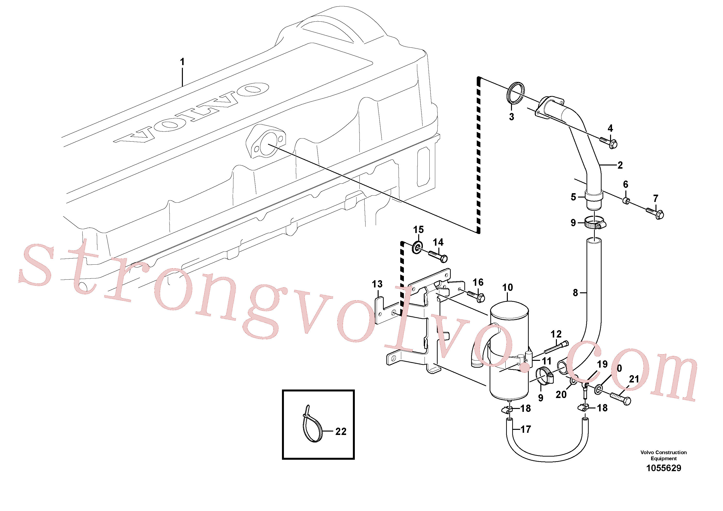 VOE420914 Volvo Ventilação do cárter(1055629 Montagem)