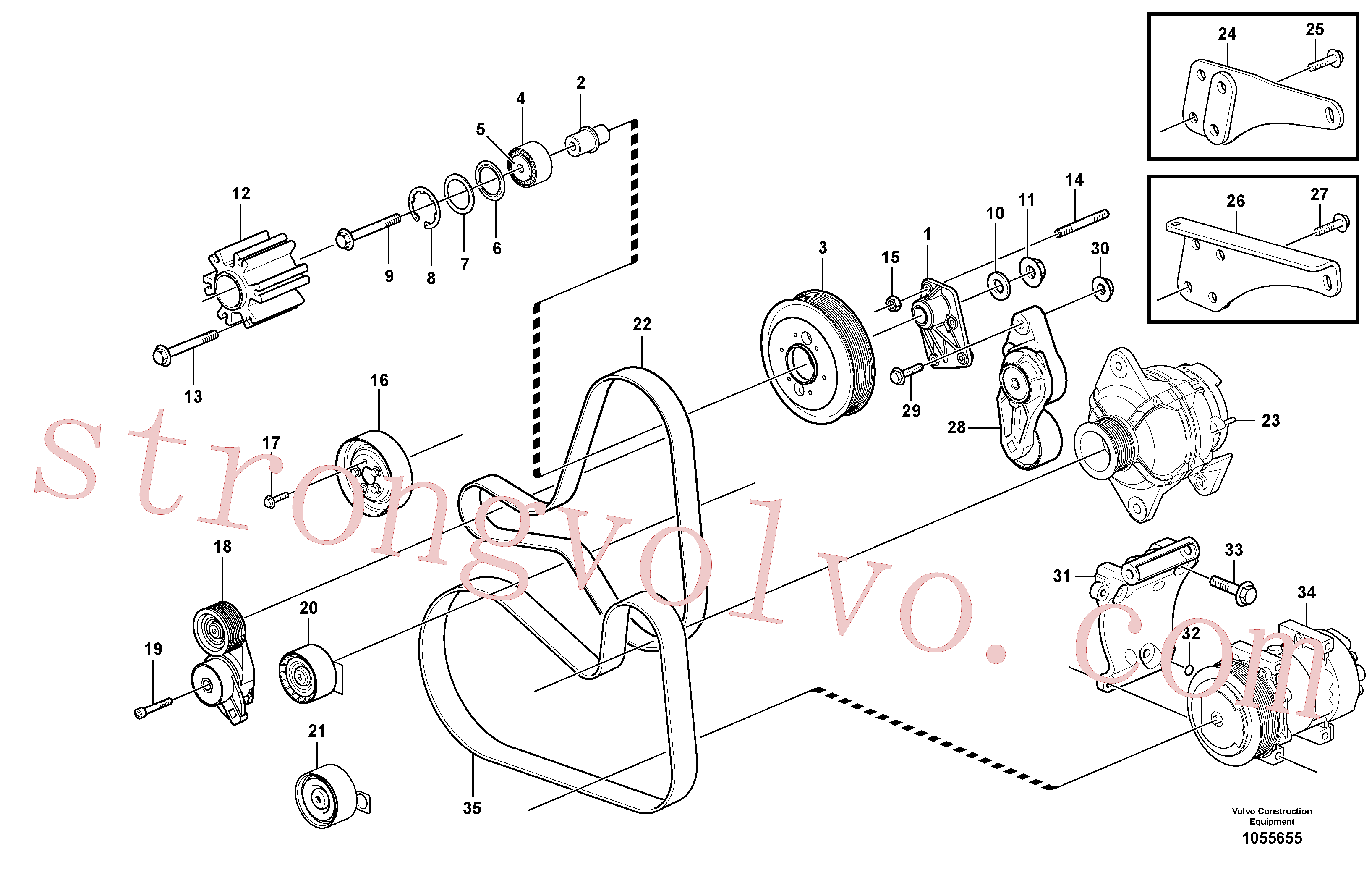 VOE968592 Volvo Transmissão de correia, polia(1055655 Montagem)