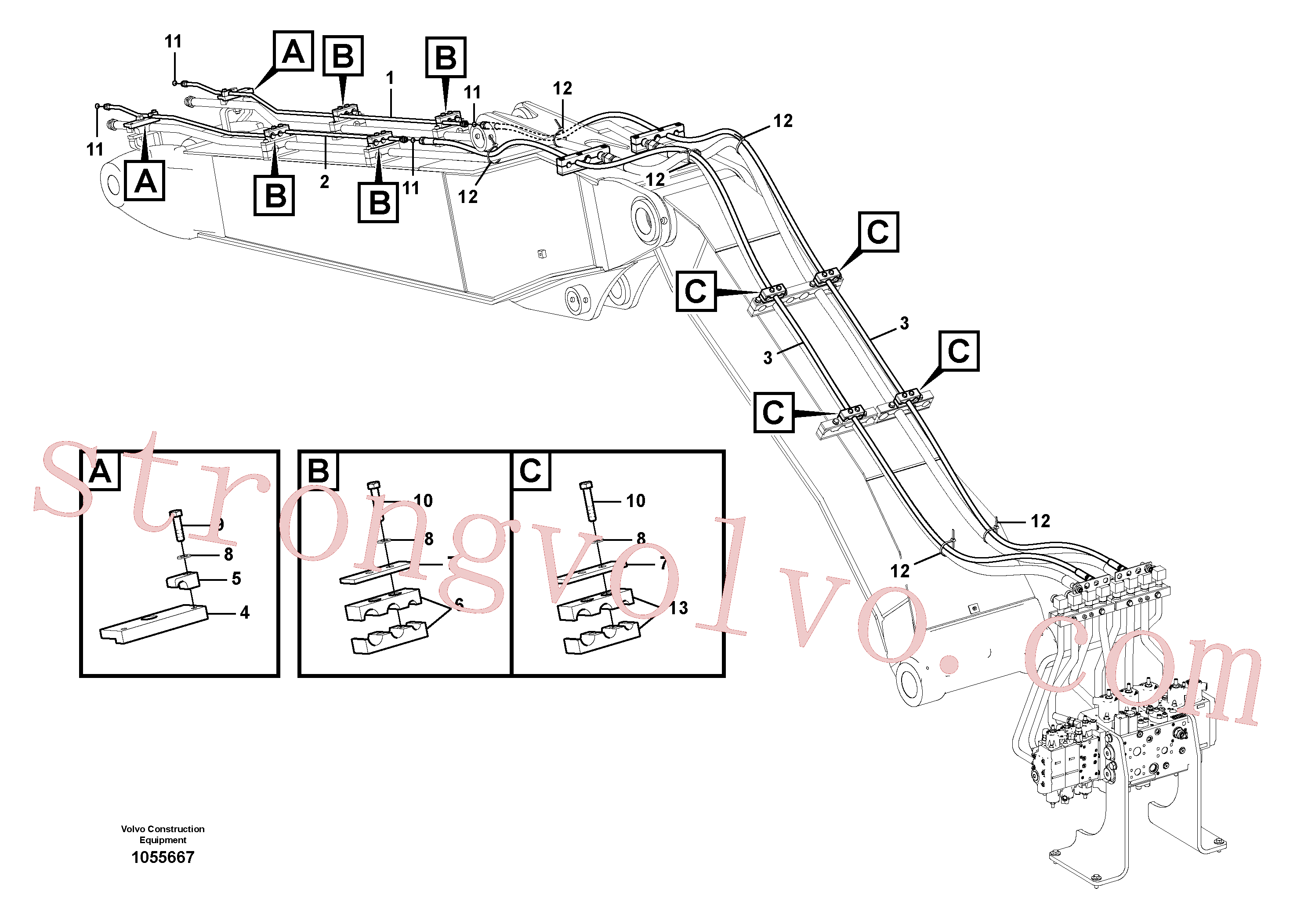 VOE938685 Volvo Hidráulica de serviço, encaixe rápido na lança(1055667 Montagem)