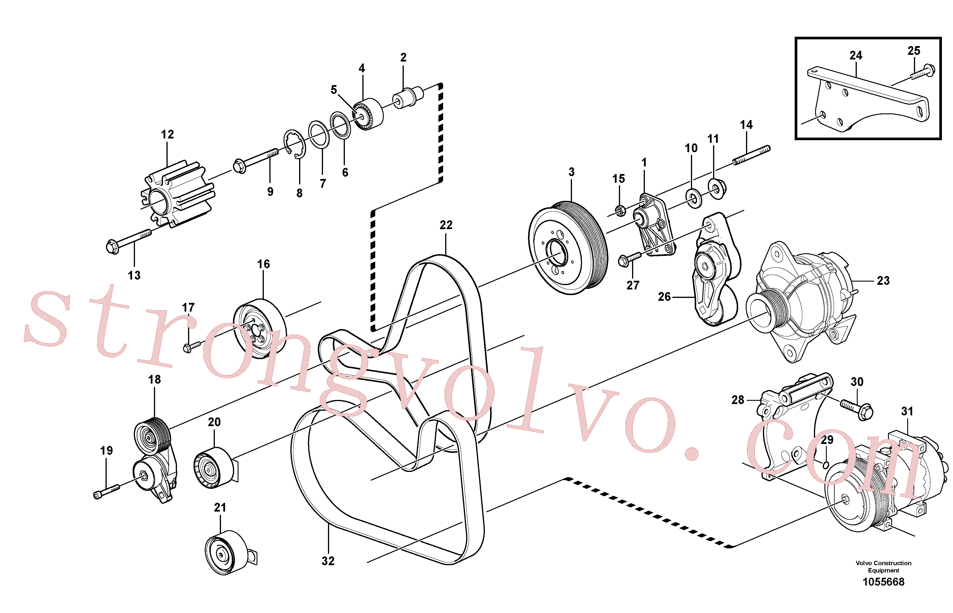 VOE968592 Volvo Transmissão de correia, polia(1055668 Montagem)