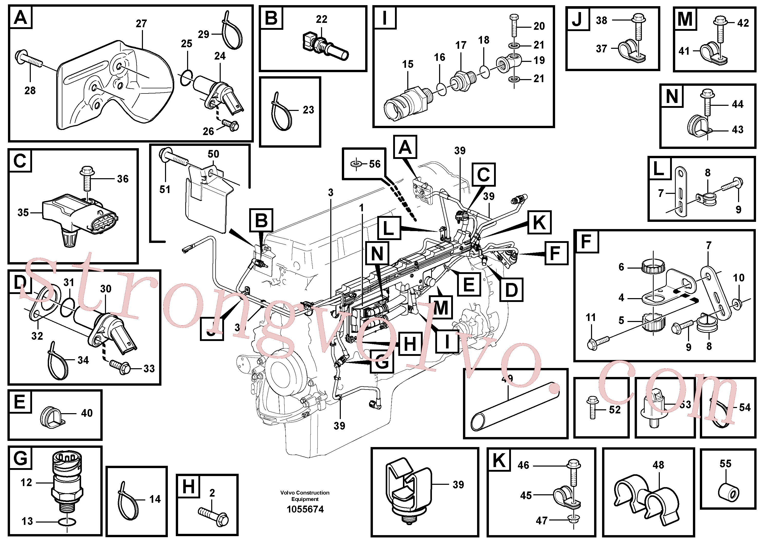 VOE13946670 Volvo Cablagem, motor, ECU(1055674 Montagem)