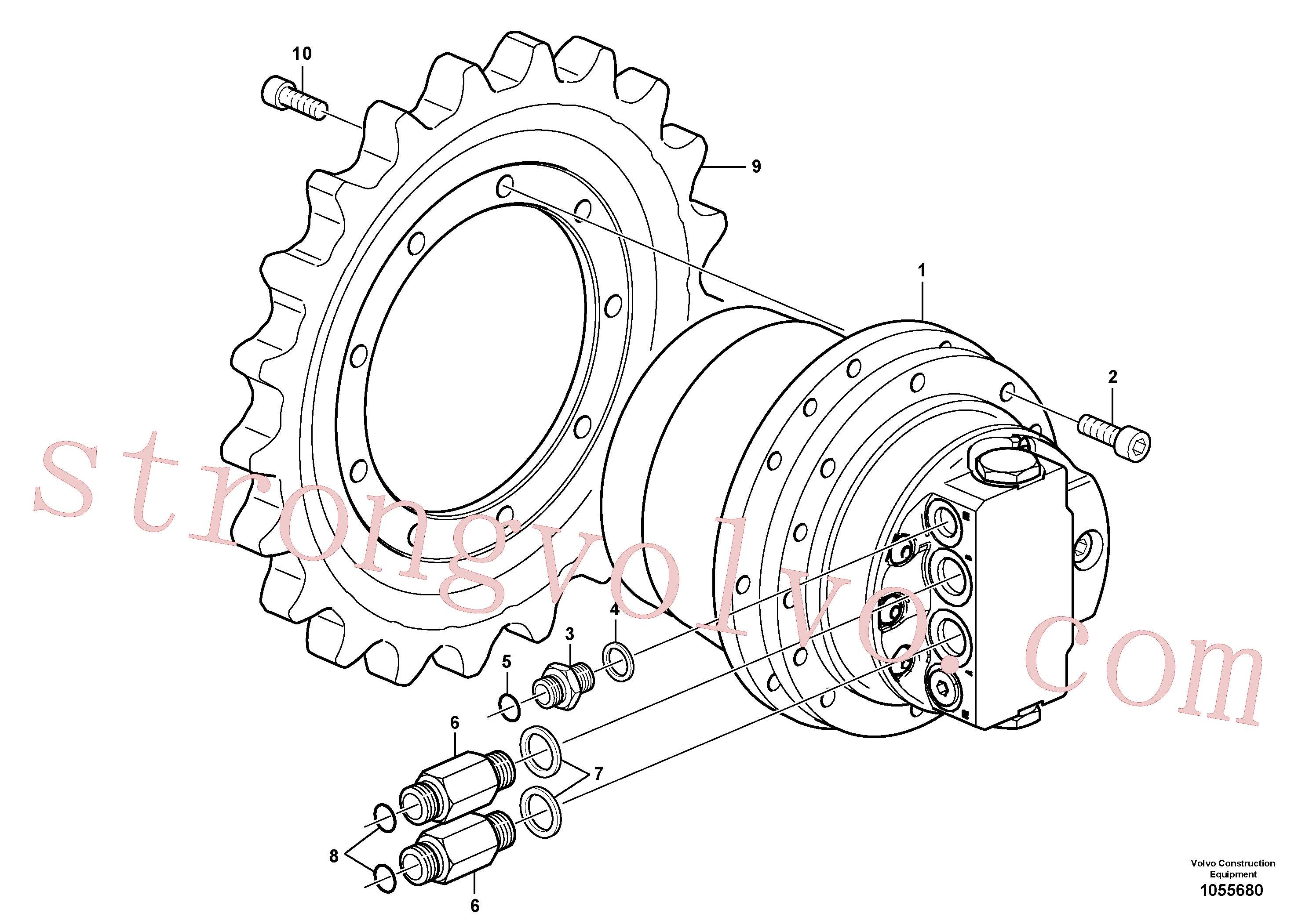 VOE935105 Volvo Motor de curso com peças de montagem(1055680 Montagem)