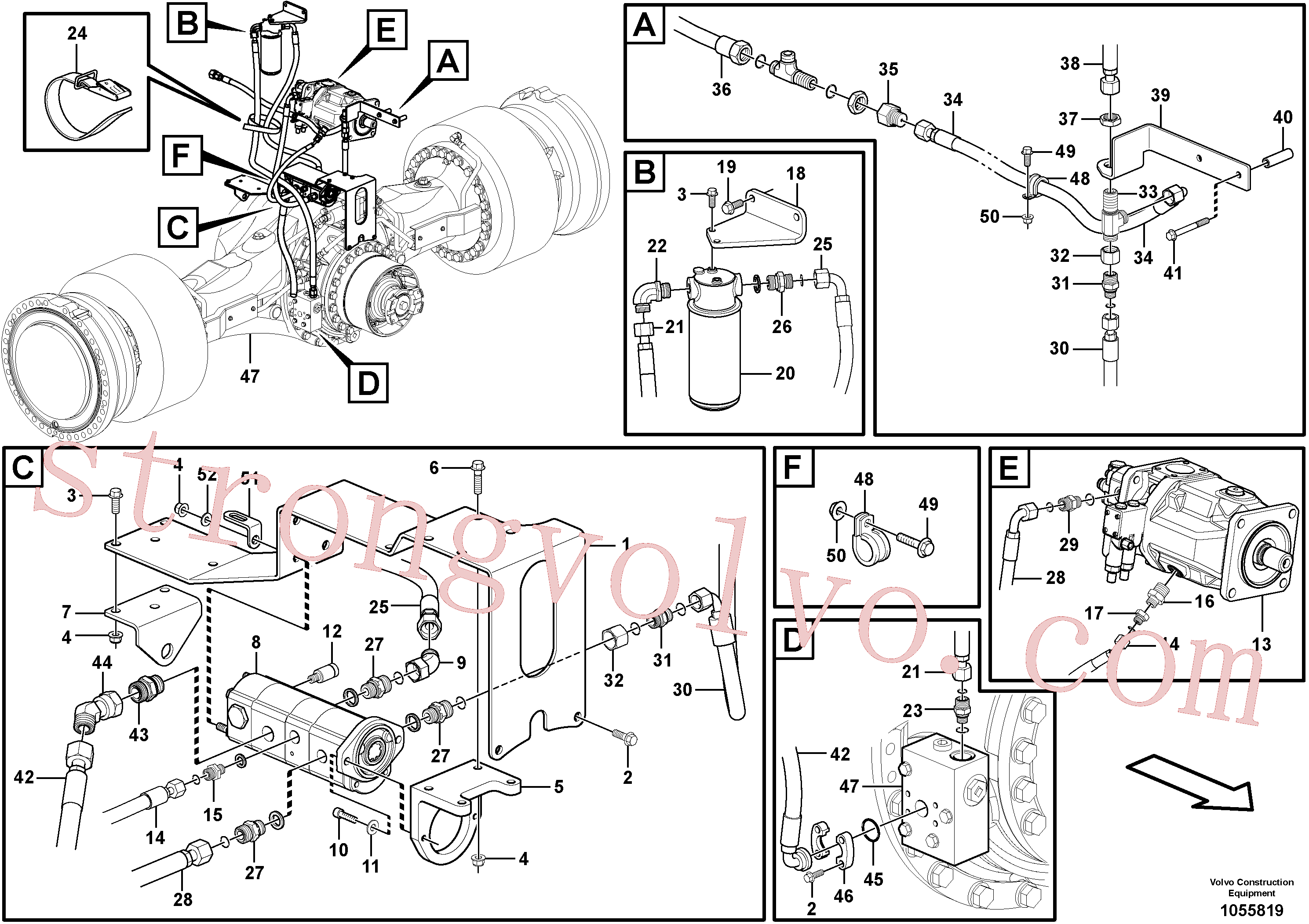 VOE935444 Volvo Sistema de refrigeração do travão: linhas traseiras(1055819 Montagem)