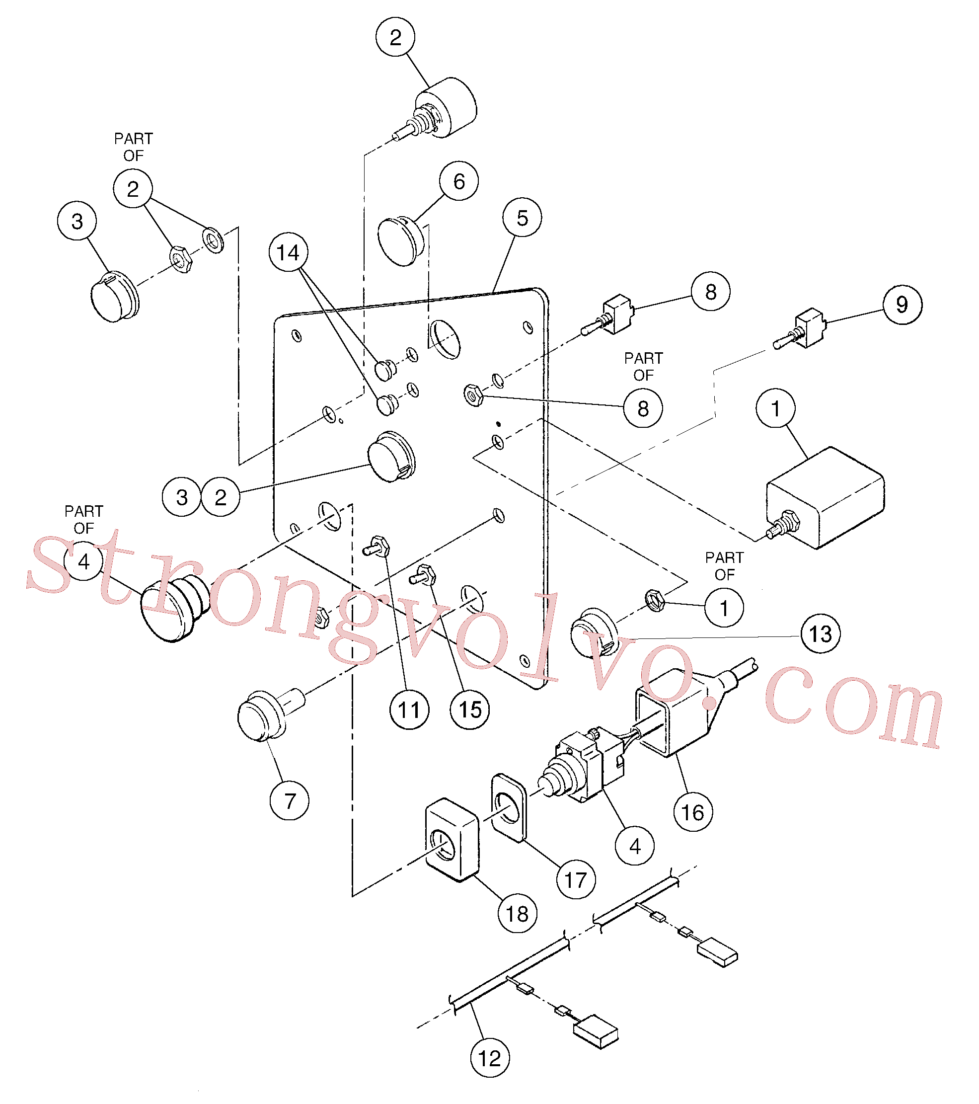 RM43910579 Volvo Painel de interruptores(1055873 Montagem)