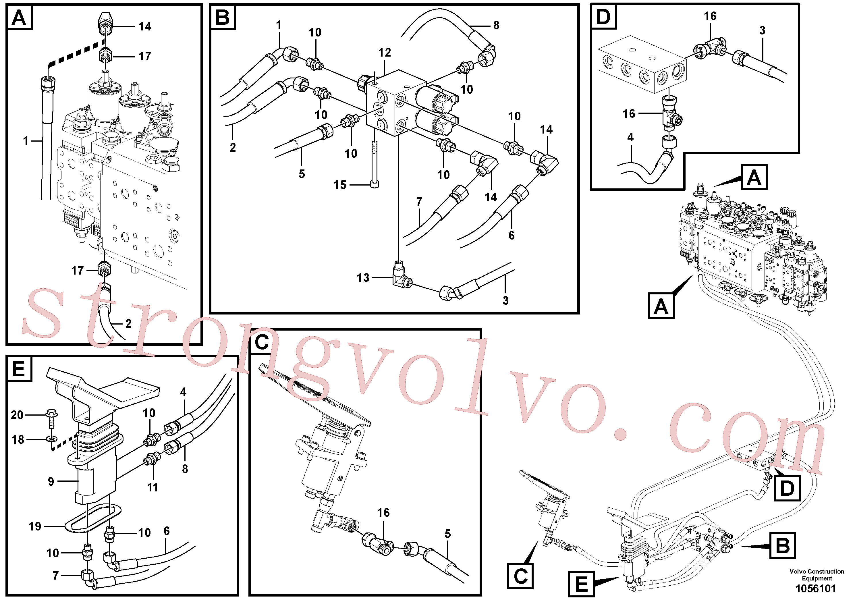 VOE14388257 Volvo Sistema servomotor, martelo e corte(1056101 Montagem)