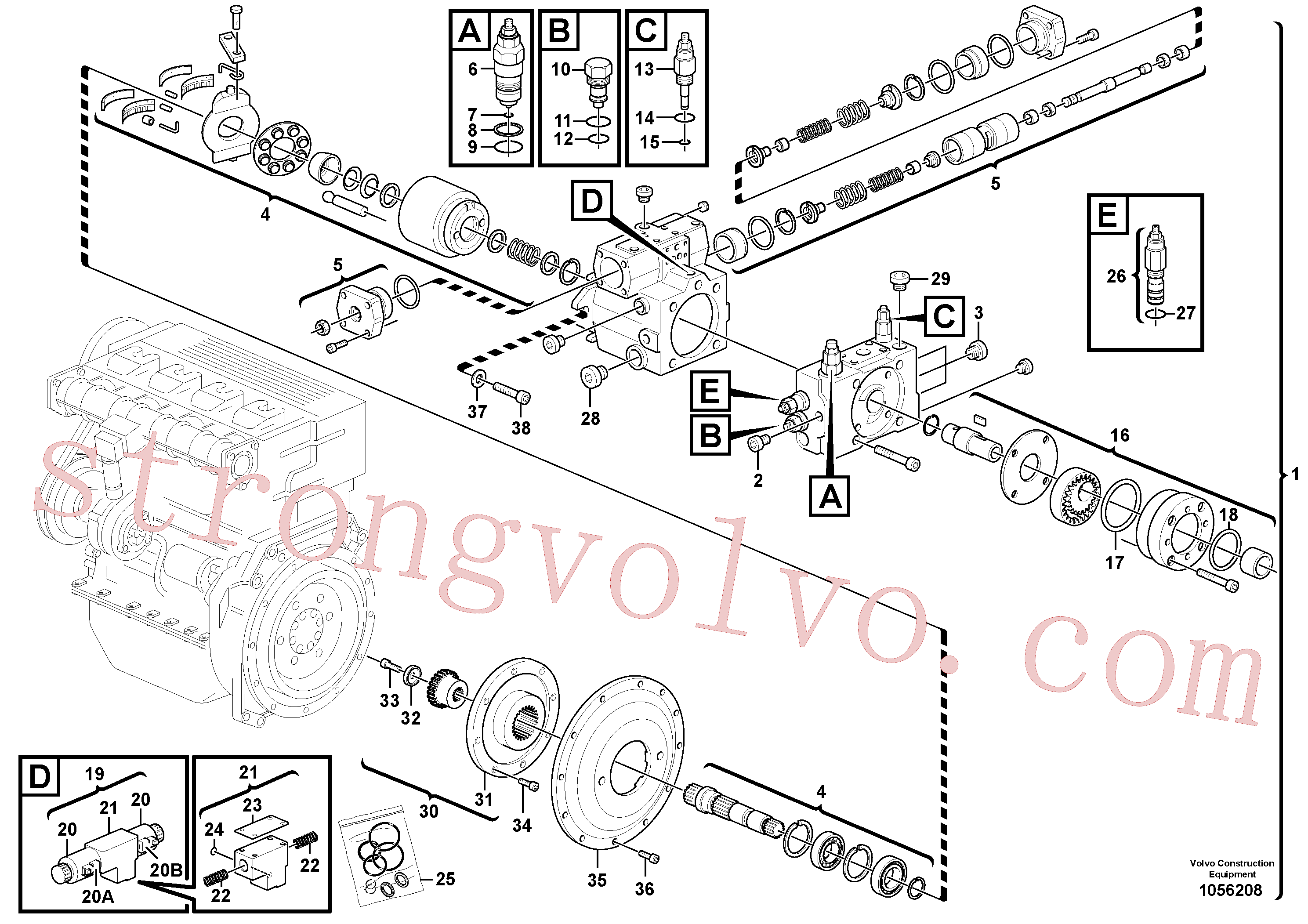 VOE15103769 Volvo Bomba de deslocamento variável(1056208 Montagem)