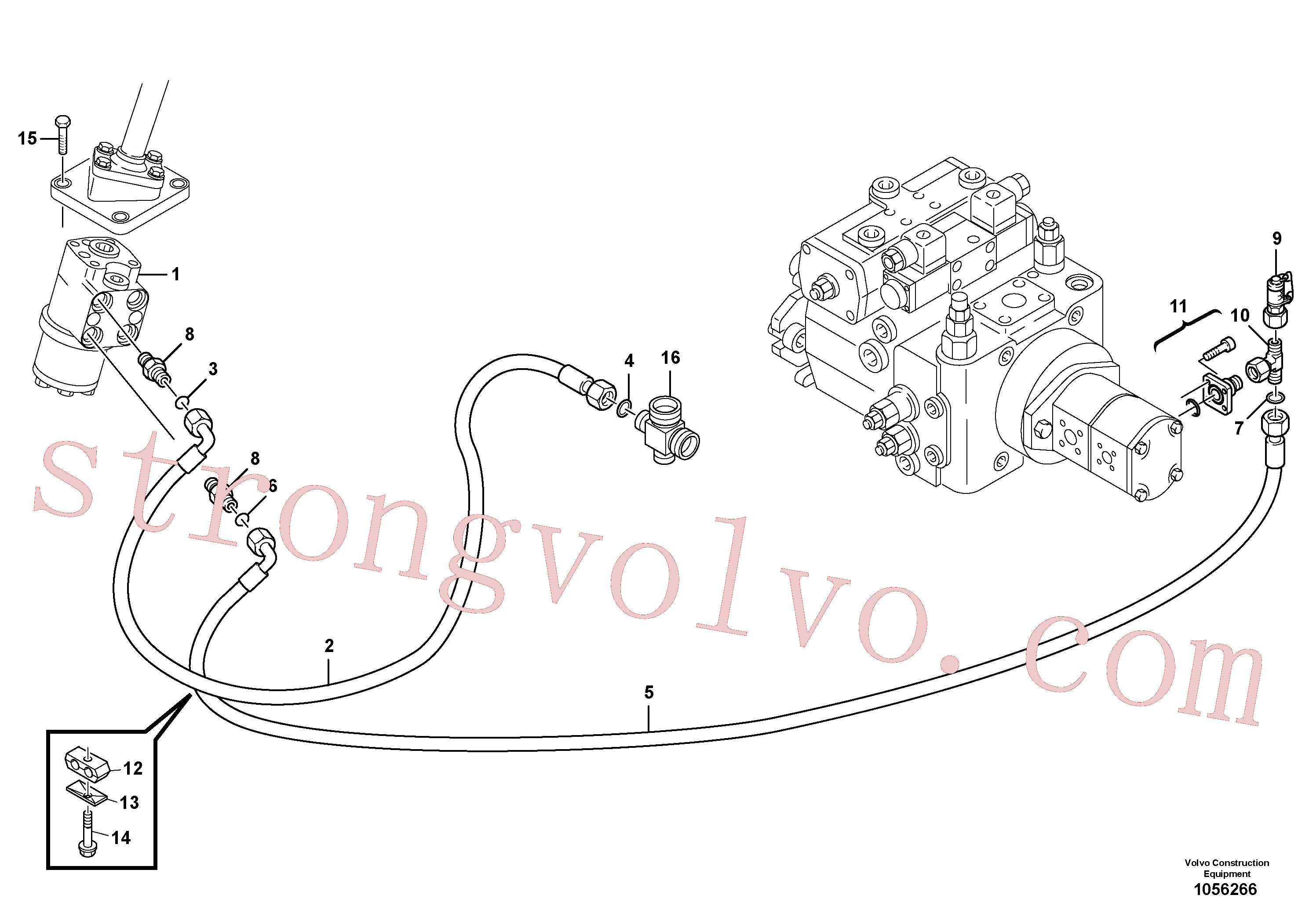 ZM2802161 Volvo Direcção - equipamento hidráulico - traseira do veículo(1056266 Montagem)