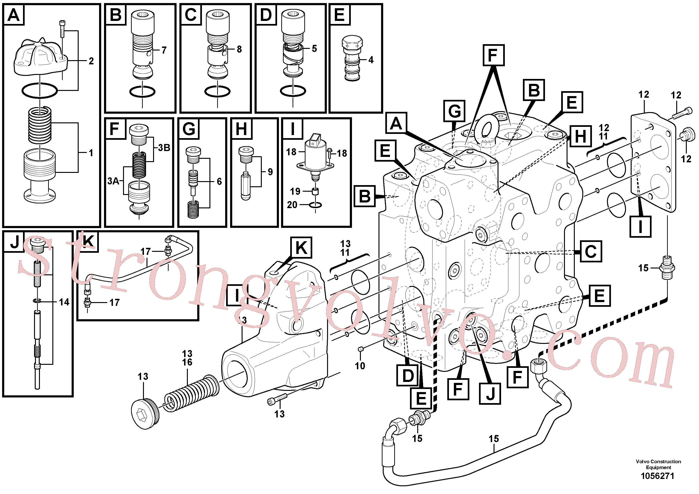 VOE15165610 Volvo Válvula de comando(1056271 Montagem)