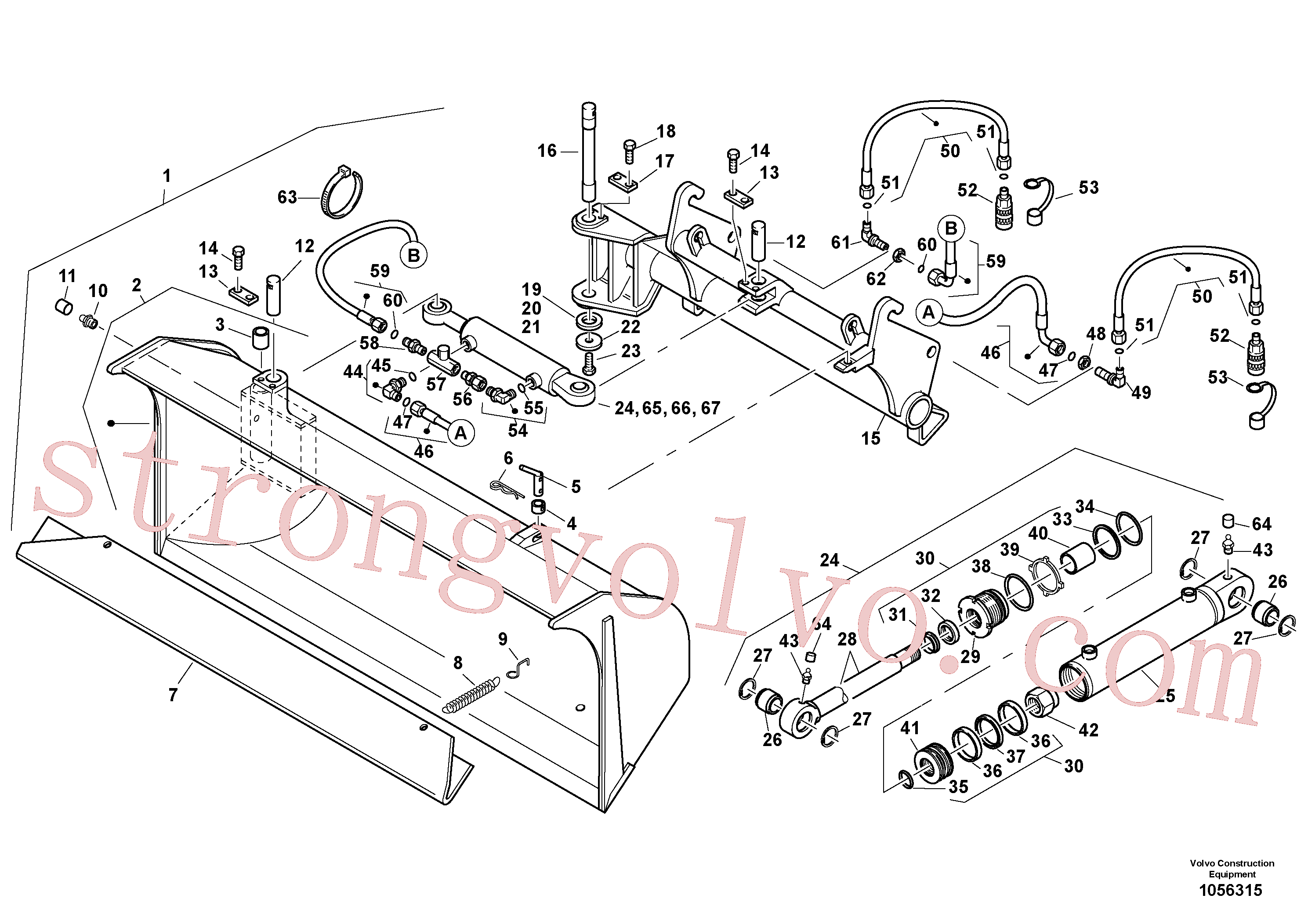 VOE11305195 Volvo Balde de inclinação lateral(1056315 Montagem)