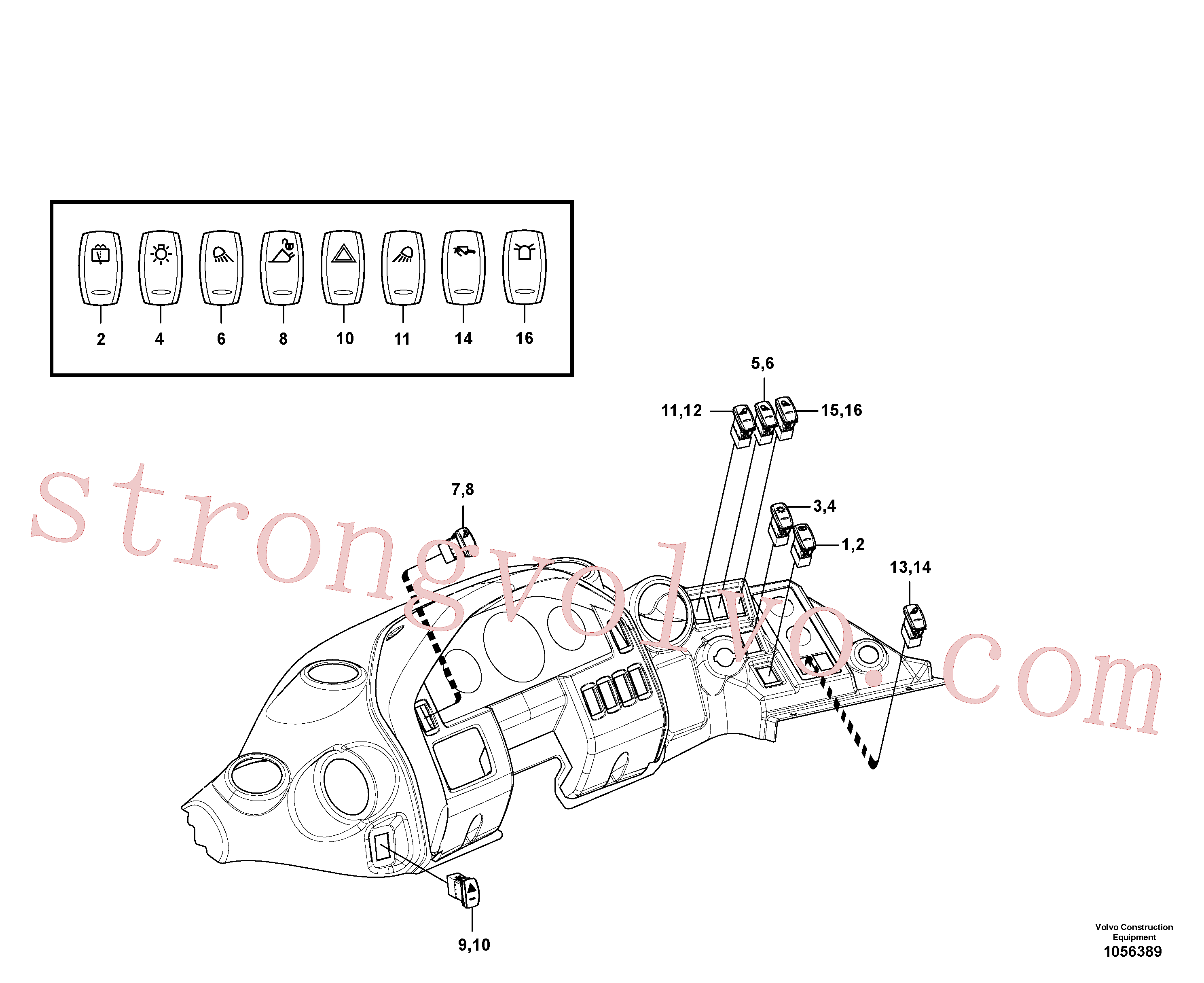 Volvo Montagem VOE11809129 Rocker switch Acessórios