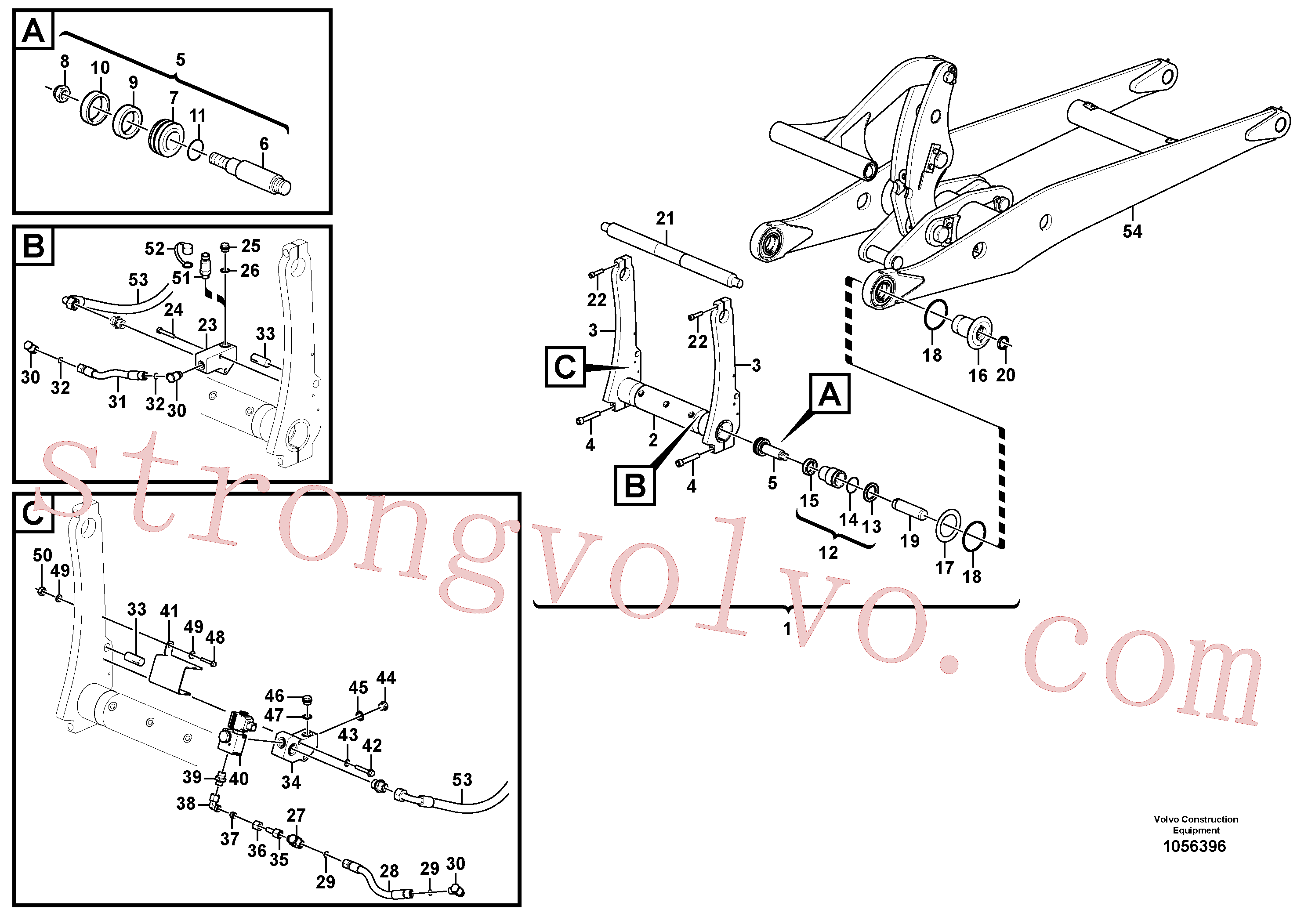 VOE15226344 Volvo Placa de montagem dos acoplamentos - mudança rápida, hidráulico(1056396 Montagem)