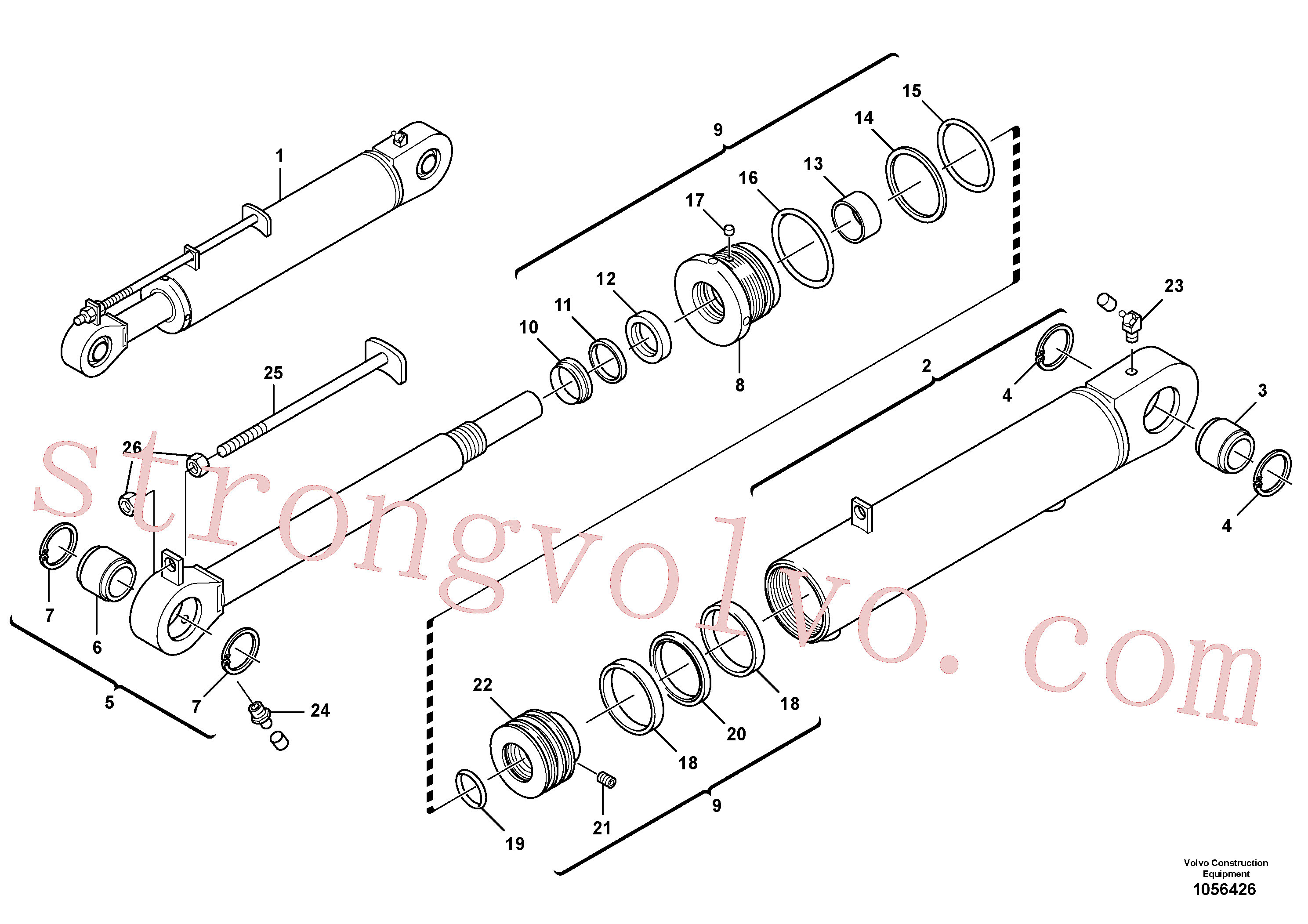 ZM2808057 Volvo Cilindro hidráulico, rotação(1056426 Montagem)
