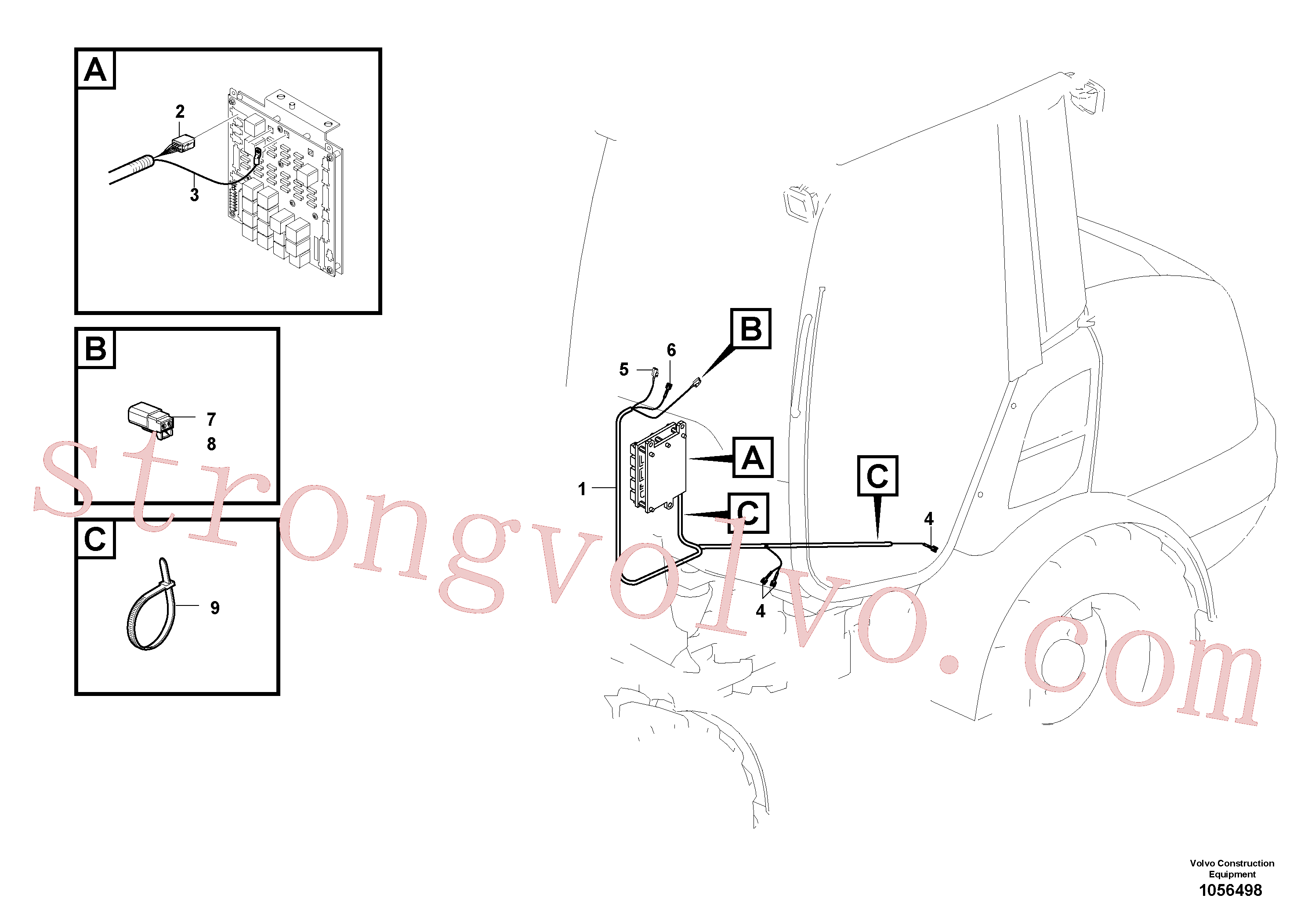 VOE966720 Volvo Cablagem, por baixo da cabina(1056498 Montagem)