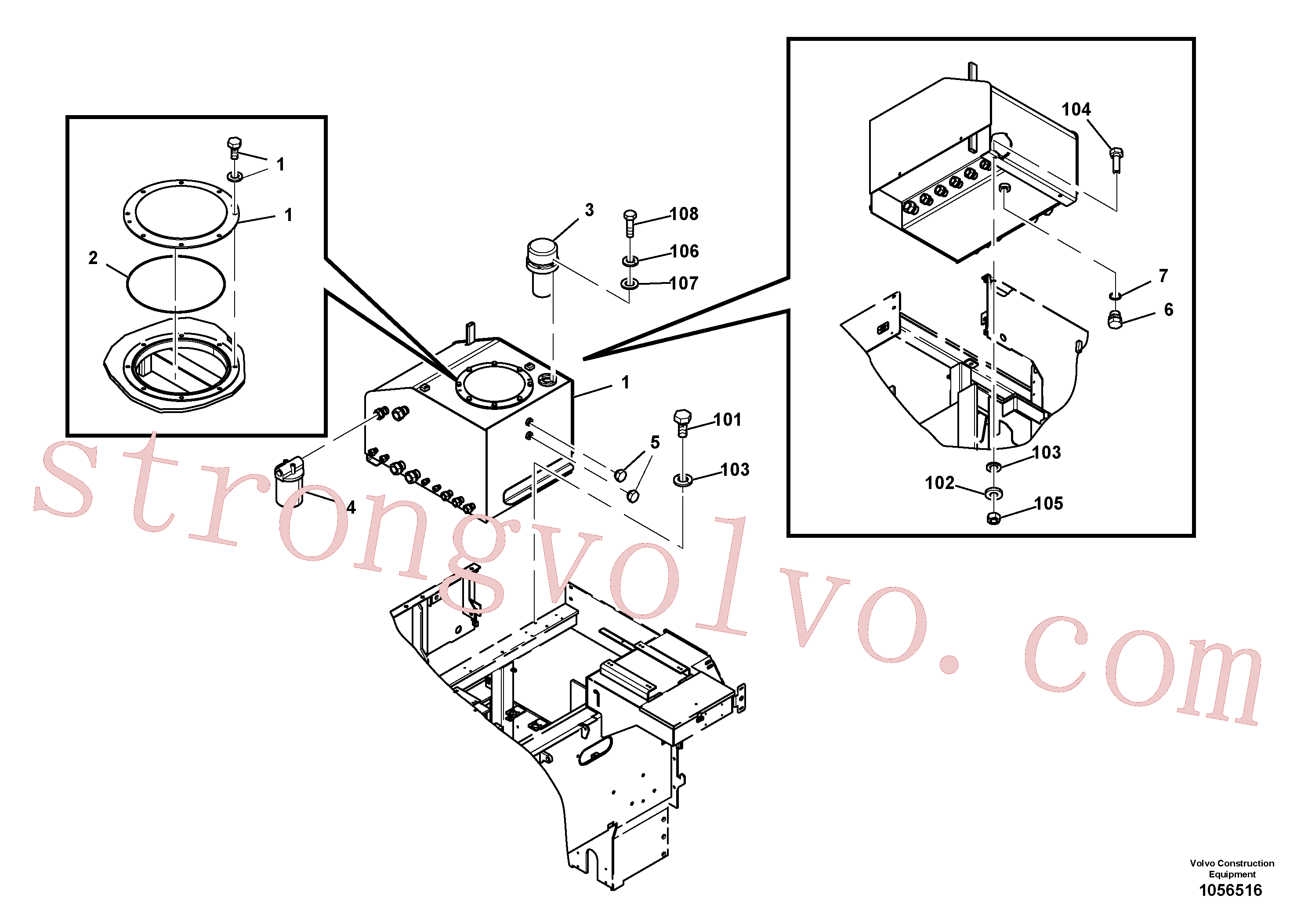 RM97120513 Volvo Conjunto de depósito hidráulico(1056516 Montagem)